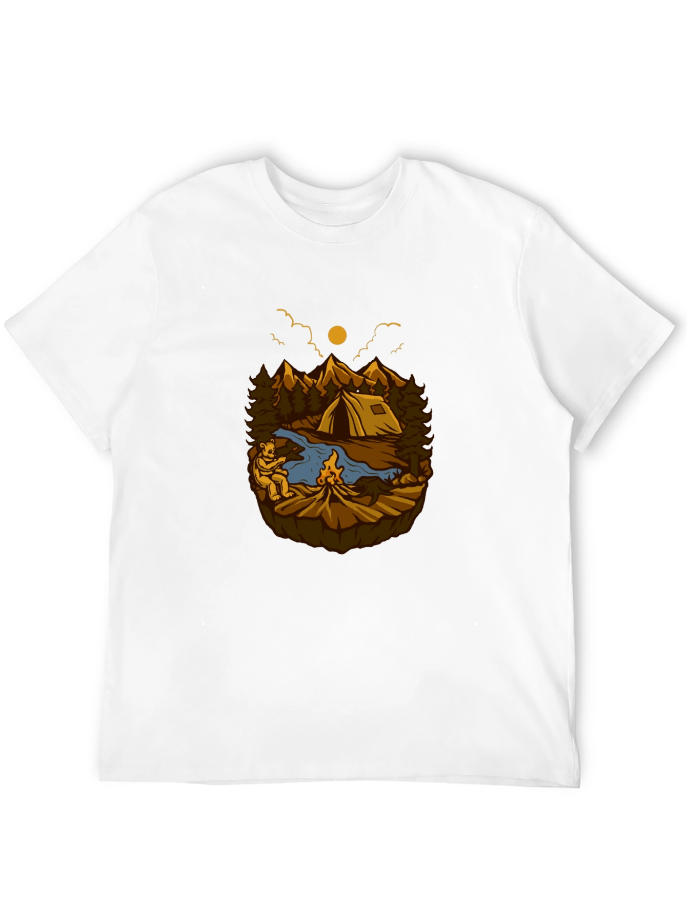 Camping Bear Graphic Tee - Black