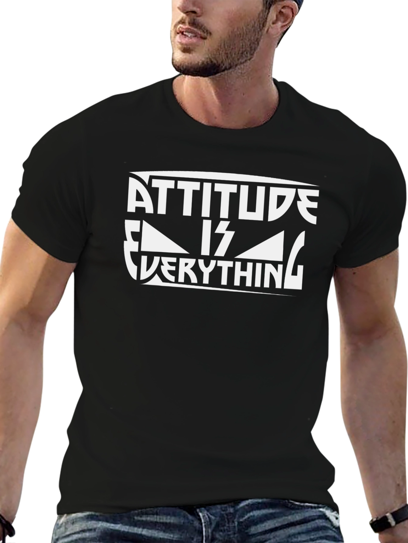 Attitude is Everything Graphic Tee - Black Cotton Blend