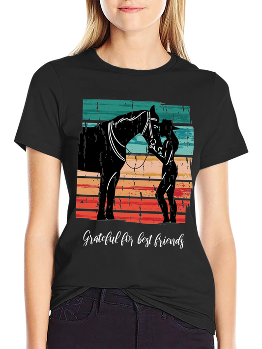 Grateful Best Friends Horse Graphic Tee