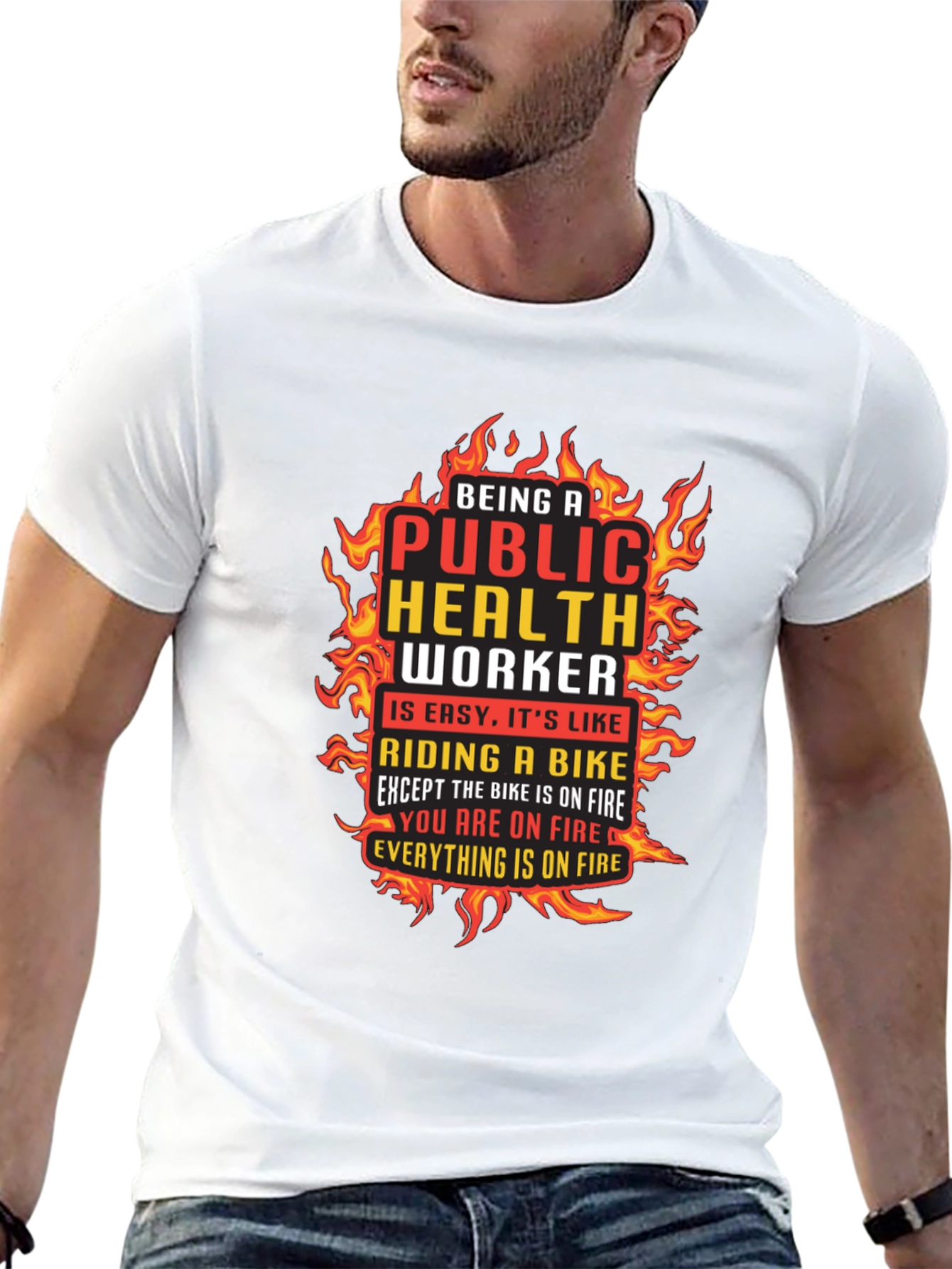 Public Health Worker On Fire Graphic T-Shirt