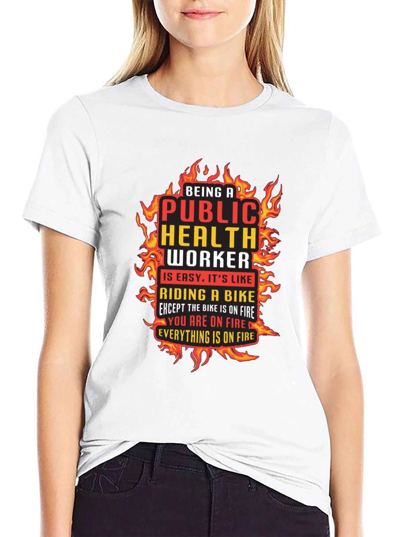Public Health Worker On Fire Graphic T-Shirt