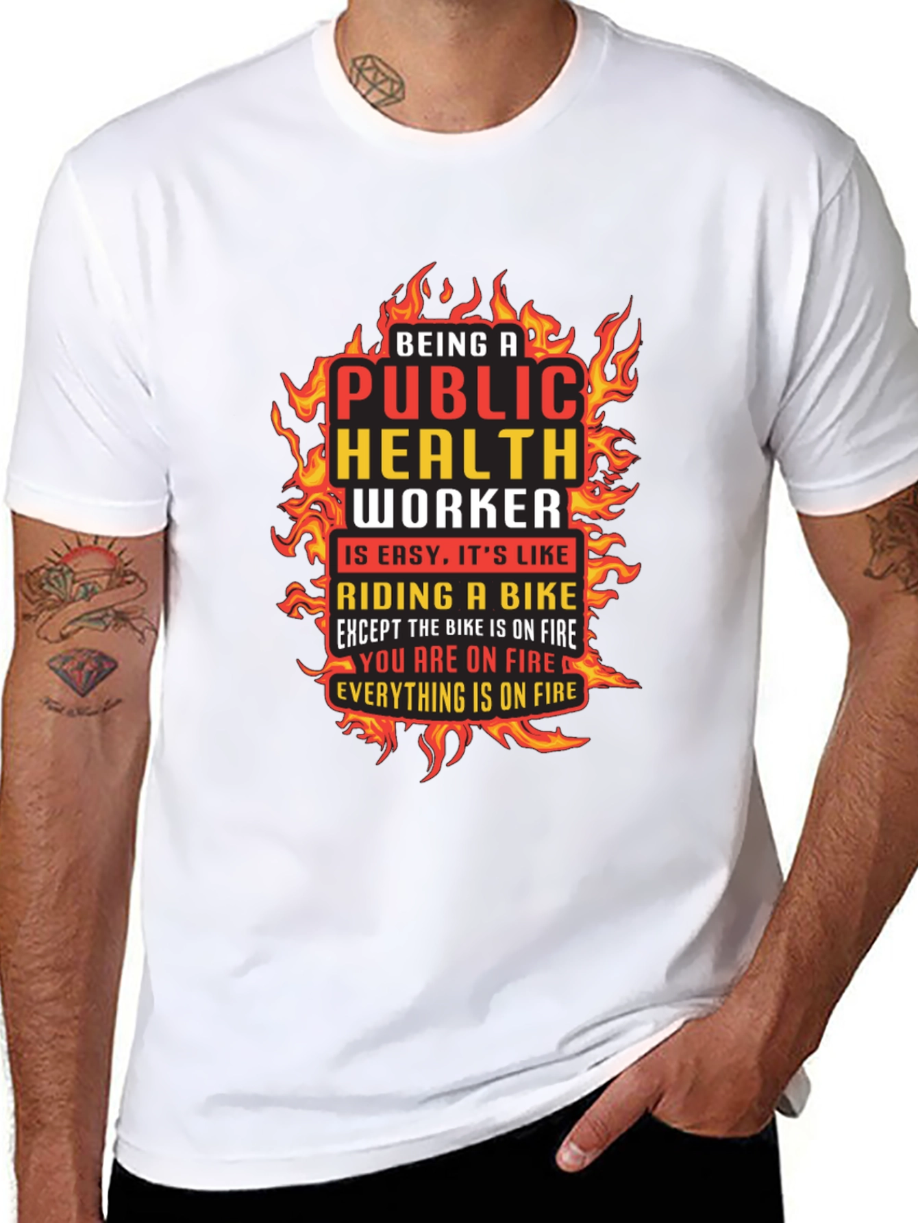 Public Health Worker On Fire Graphic T-Shirt