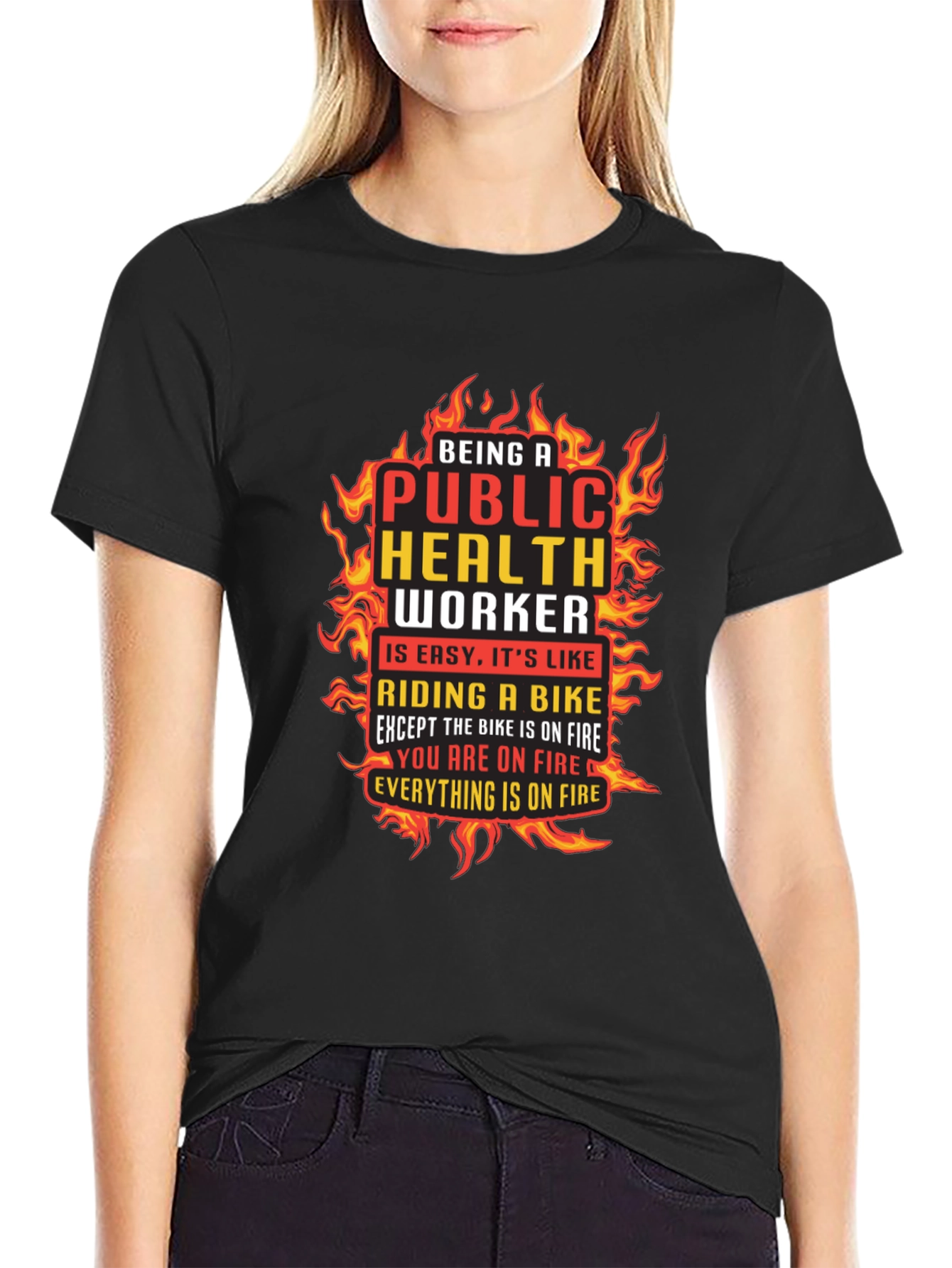 Public Health Worker On Fire Graphic T-Shirt