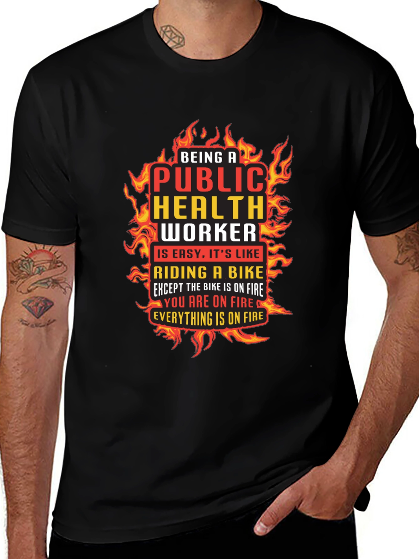 Public Health Worker On Fire Graphic T-Shirt