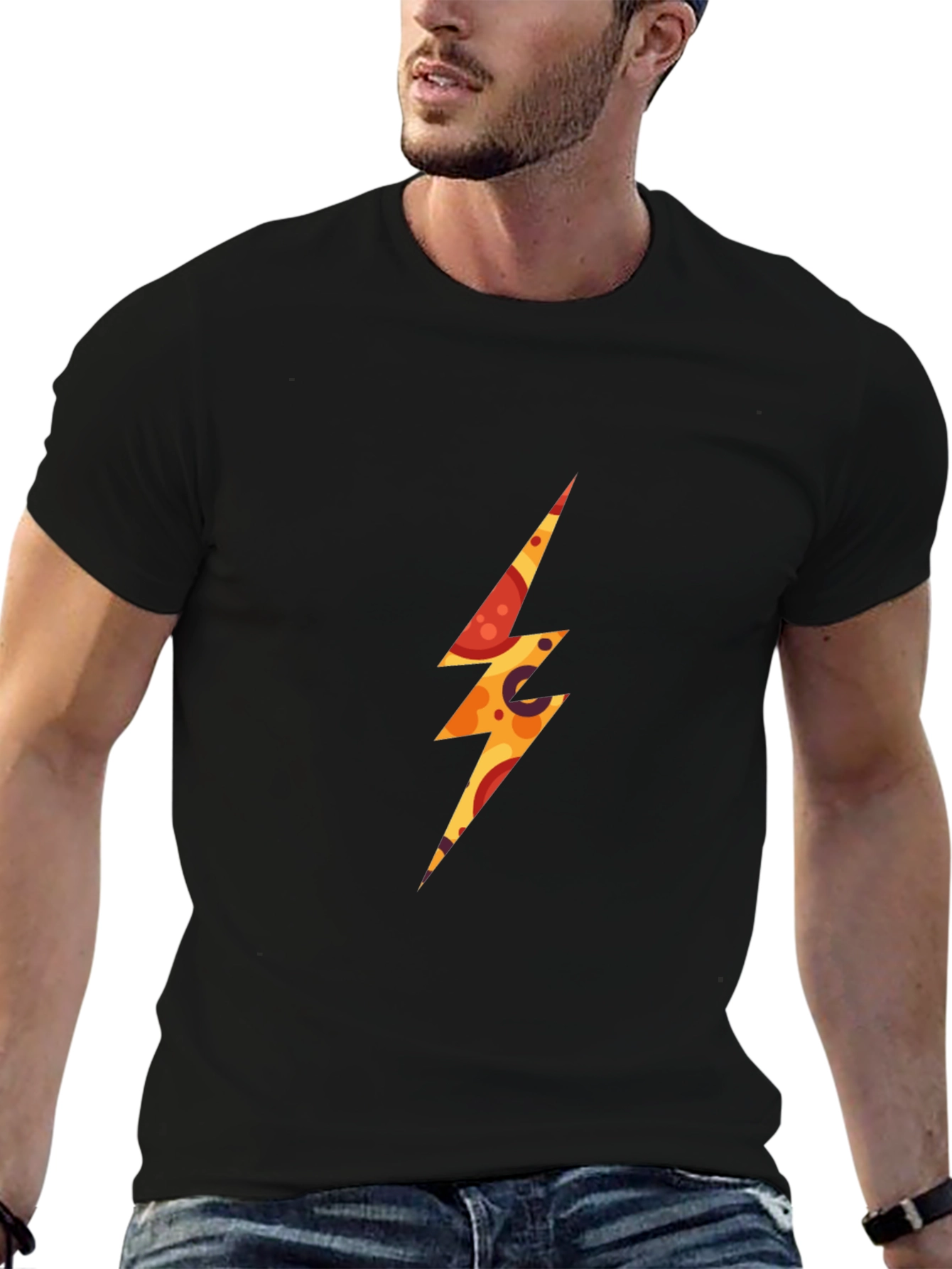 Pizza Lightning Bolt Graphic T-Shirt