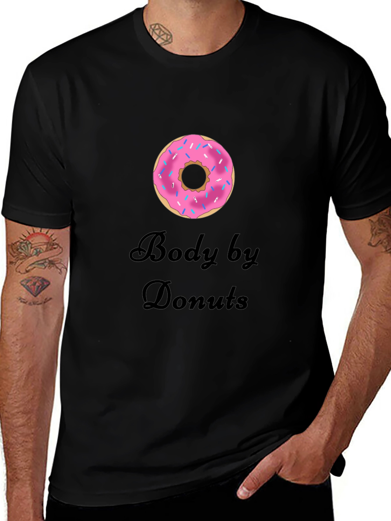 Body by Donuts T-Shirt - Casual Crew Neck Tee
