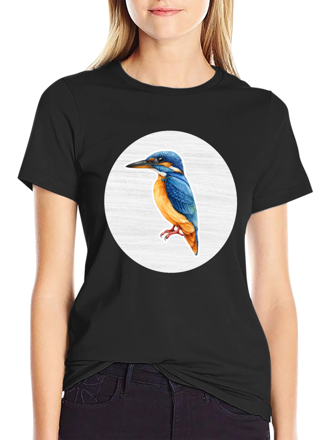 Kingfisher Bird Graphic Tee - Unisex Black T-Shirt