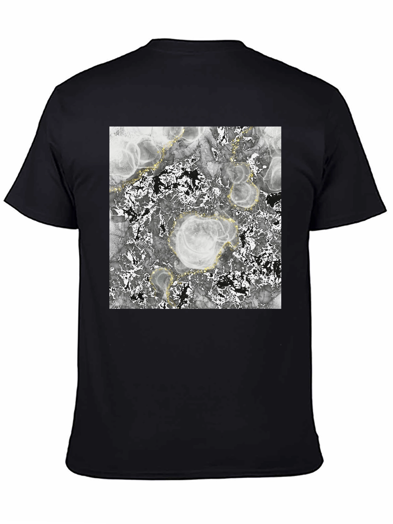 Abstract Marble Print Black T-Shirt