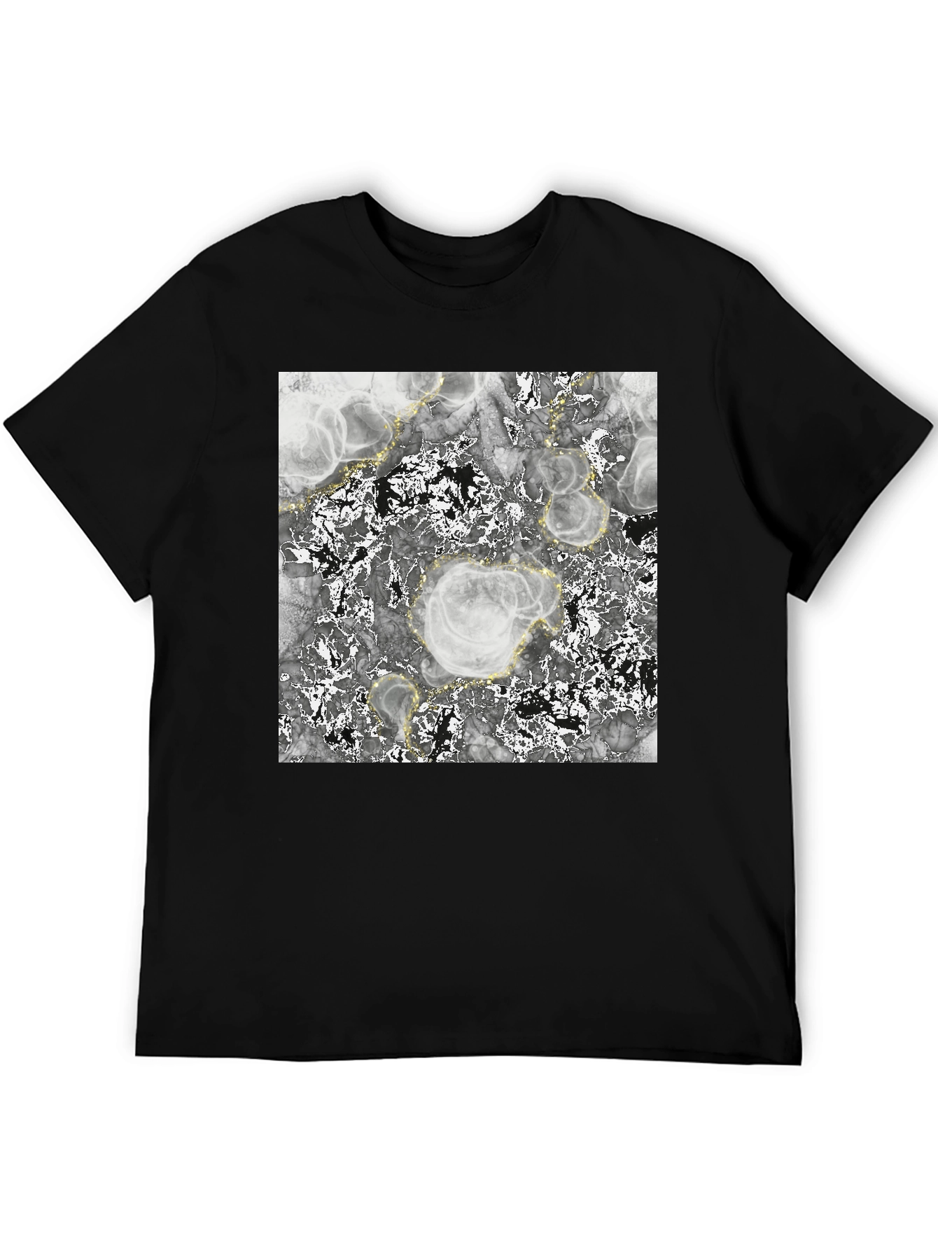 Abstract Marble Print Black T-Shirt