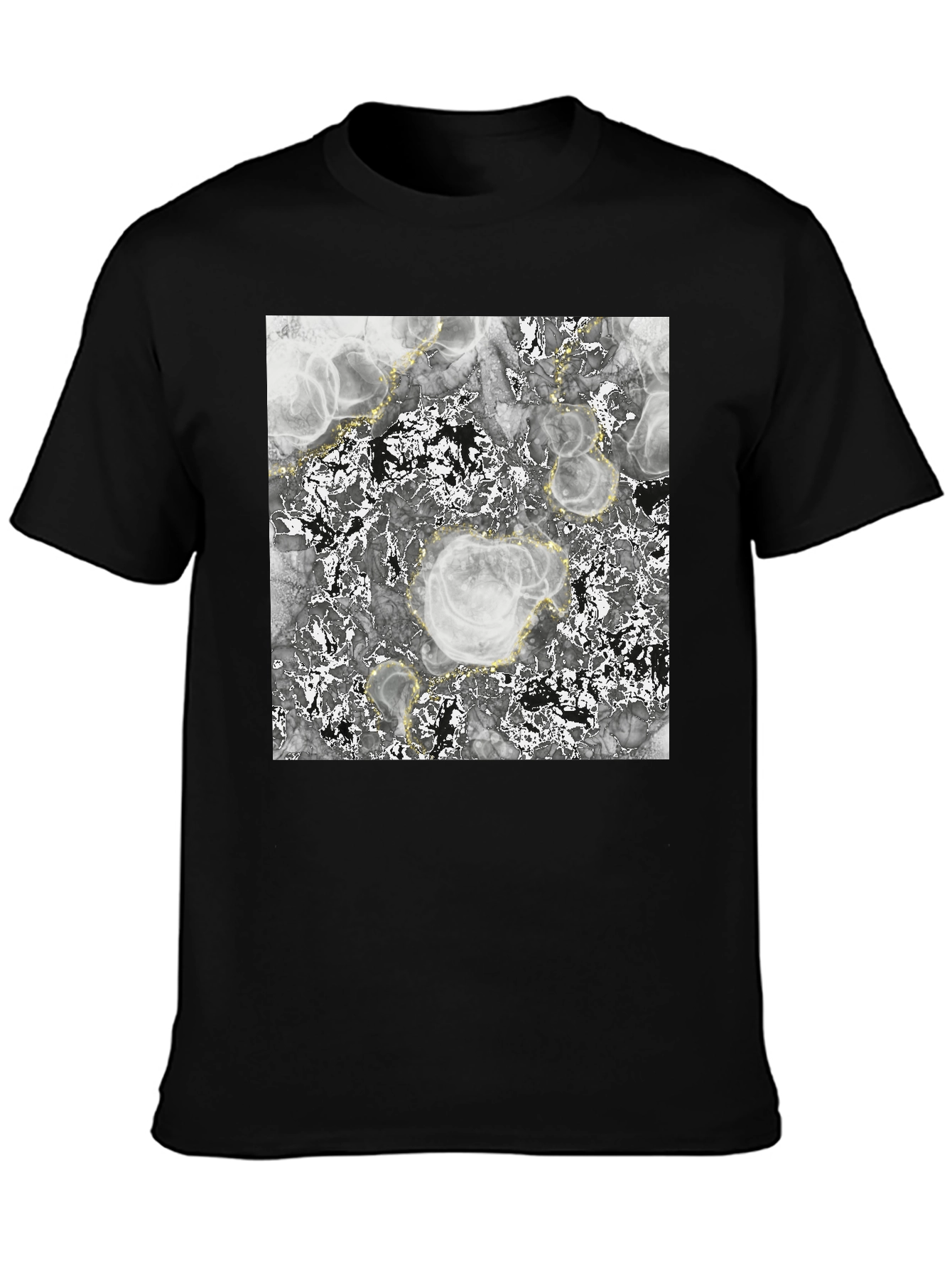 Abstract Marble Print Black T-Shirt