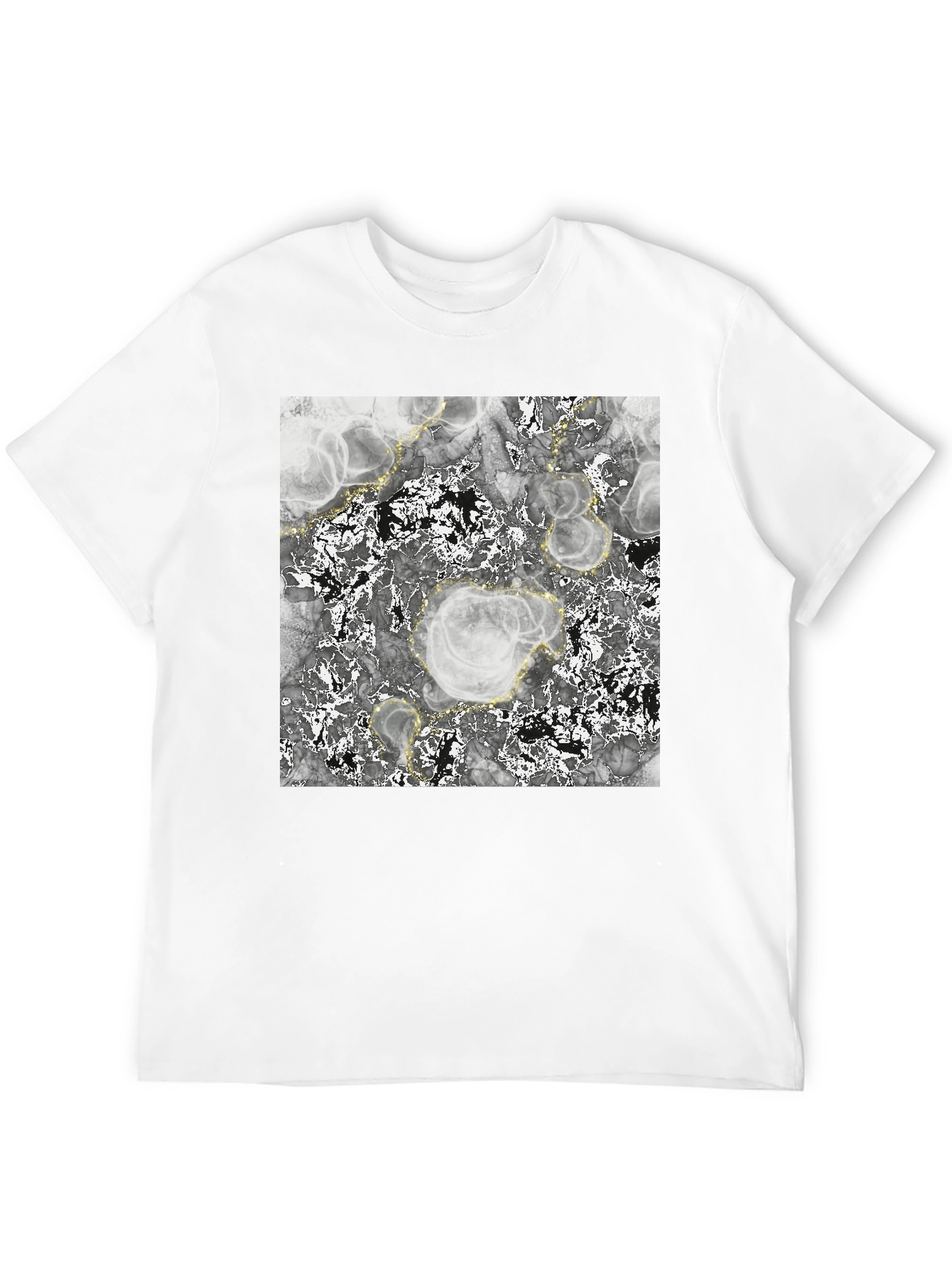 Abstract Marble Print Black T-Shirt