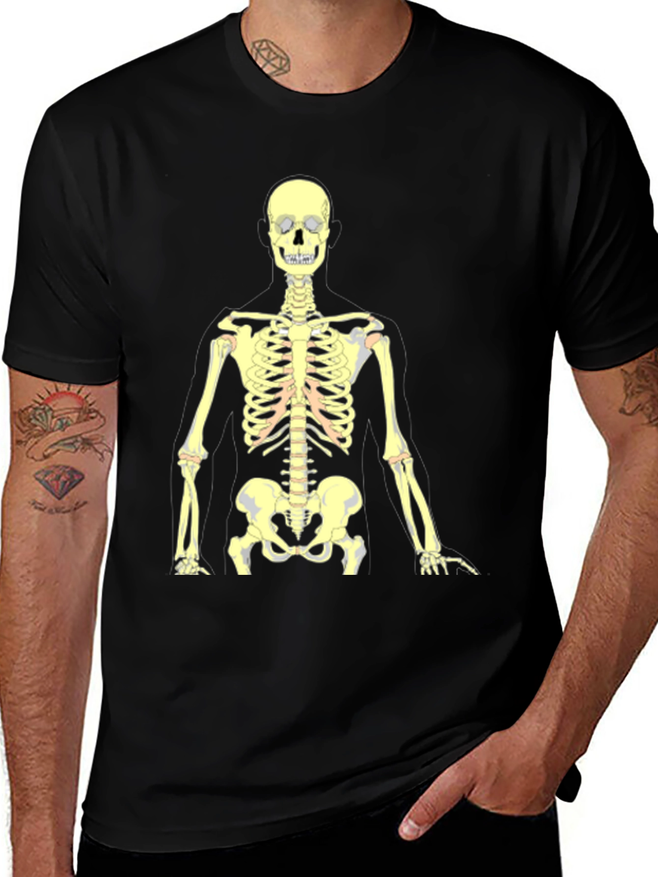 Skeleton Graphic Tee - Black Cotton Halloween Shirt