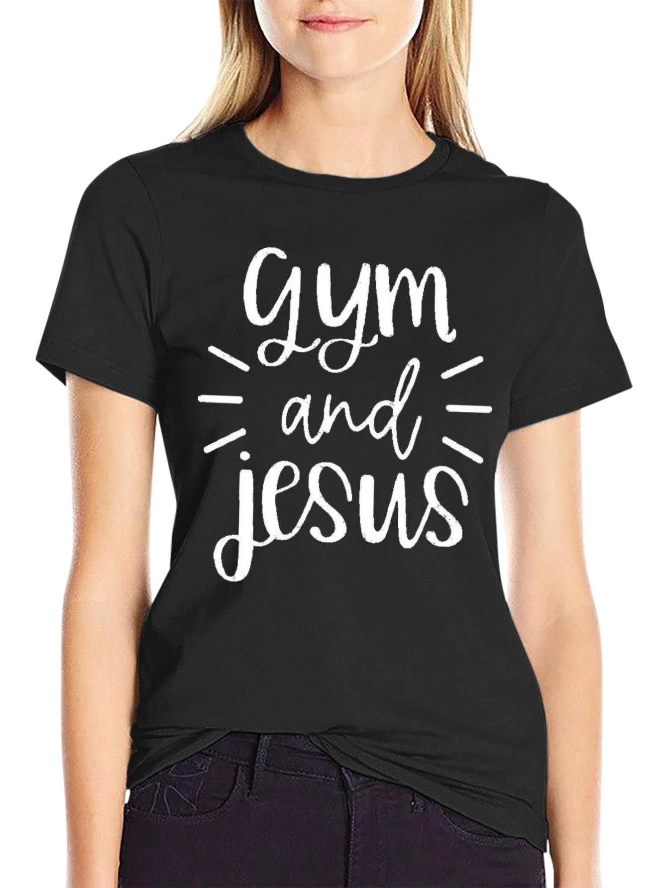 Gym and Jesus Graphic Print T-Shirt