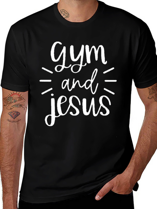Gym and Jesus Graphic Print T-Shirt