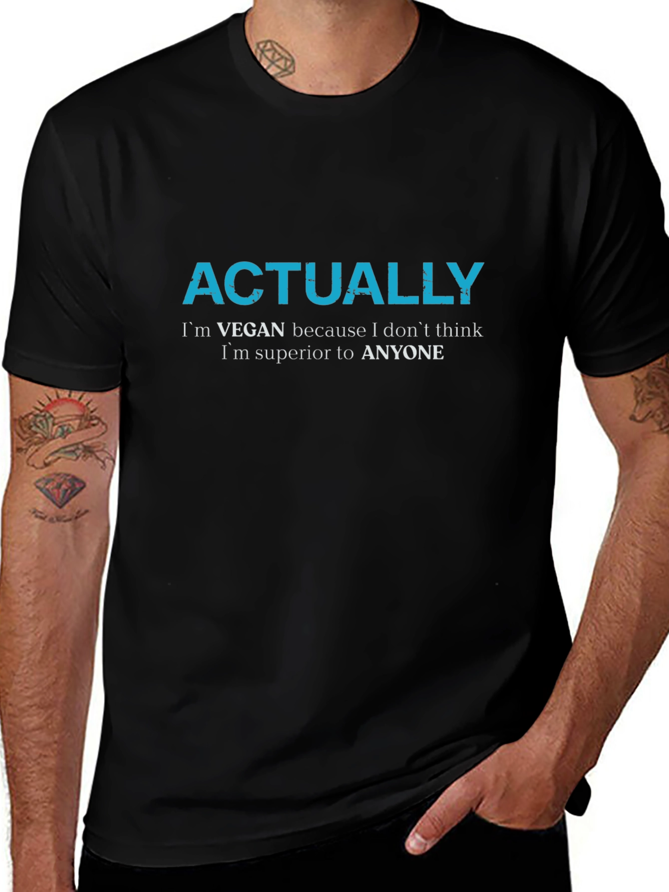 Vegan Slogan T-Shirt - Actually Im Vegan Tee