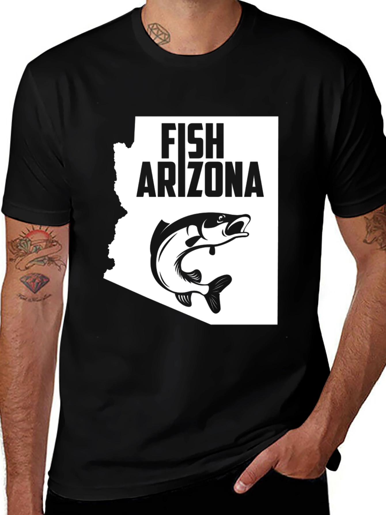 Fish Arizona T-Shirt - Black State Graphic Tee