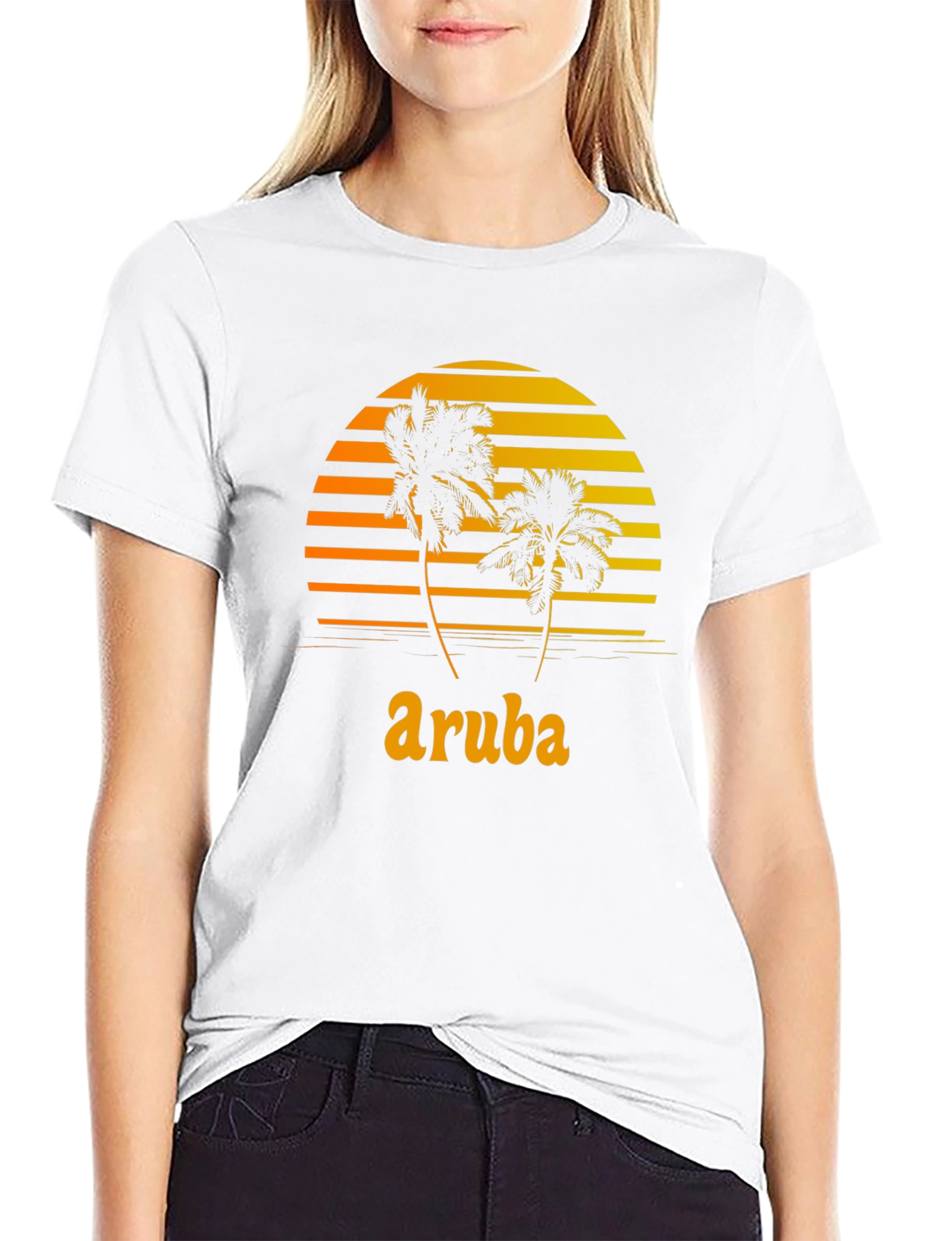 Aruba Palm Tree Sunset Graphic T-Shirt