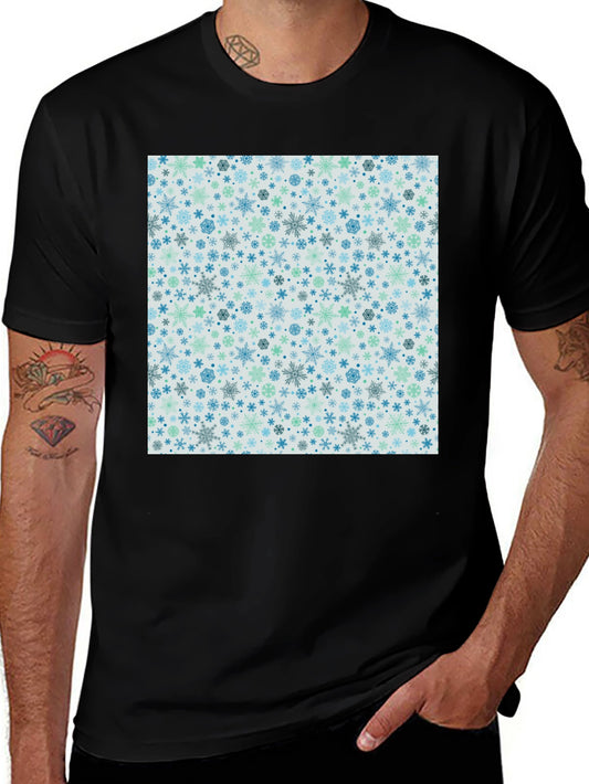 Snowflake Pattern T-Shirt - Winter Holiday Style