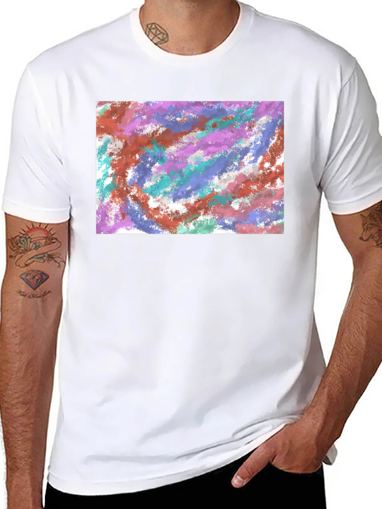 Abstract Paint Swirl Black T-Shirt