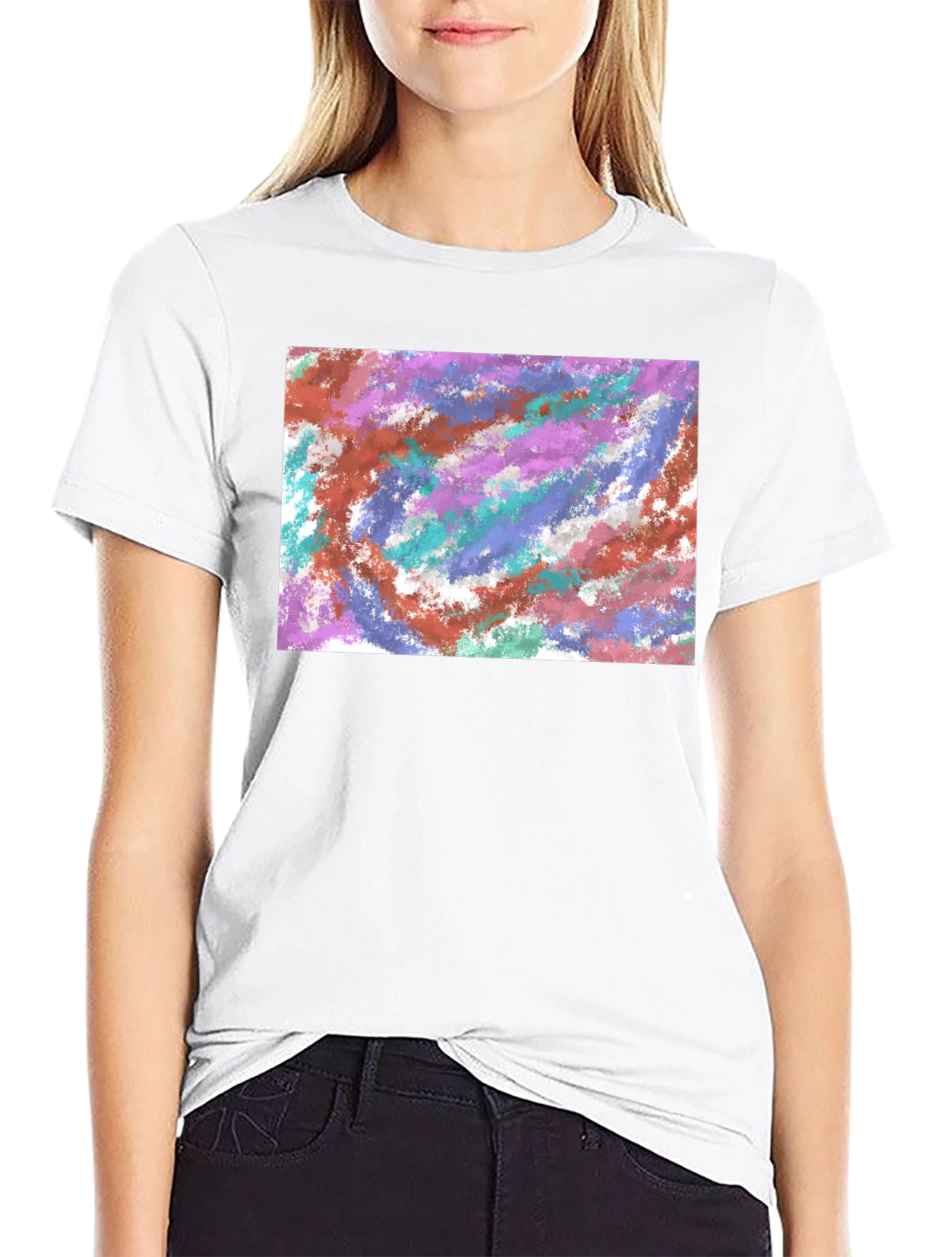 Abstract Paint Swirl Black T-Shirt