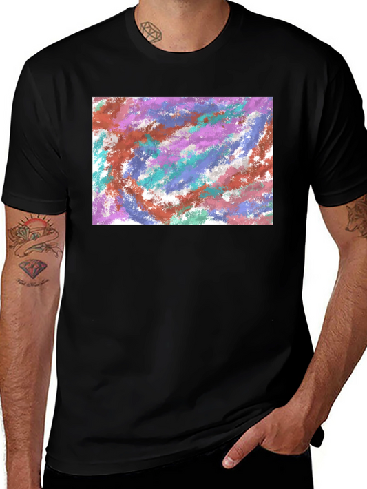 Abstract Paint Swirl Black T-Shirt