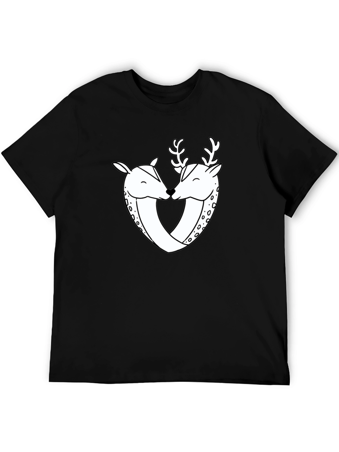 Deer Love Graphic Tee - Black Casual Shirt