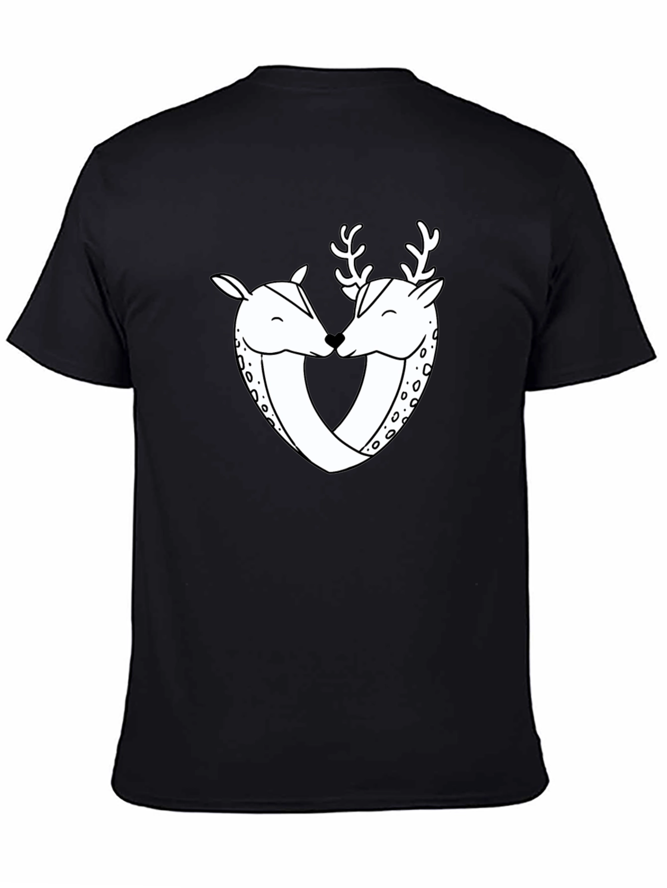 Deer Love Graphic Tee - Black Casual Shirt