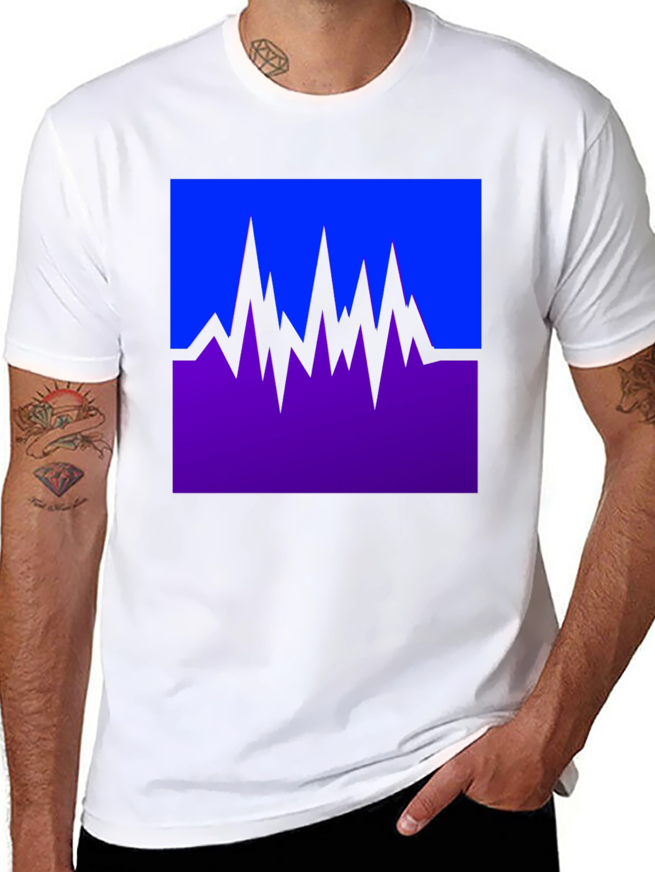 Abstract Mountain Graphic Tee - Black