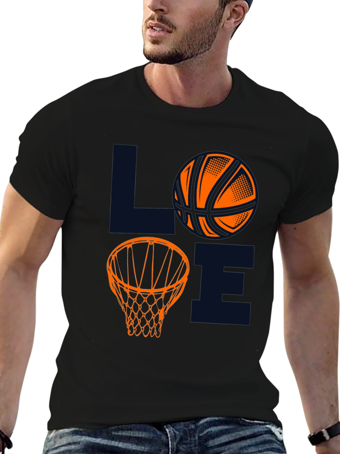 Basketball LOVE Graphic Tee - Black Cotton Blend