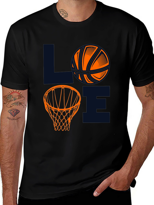 Basketball LOVE Graphic Tee - Black Cotton Blend