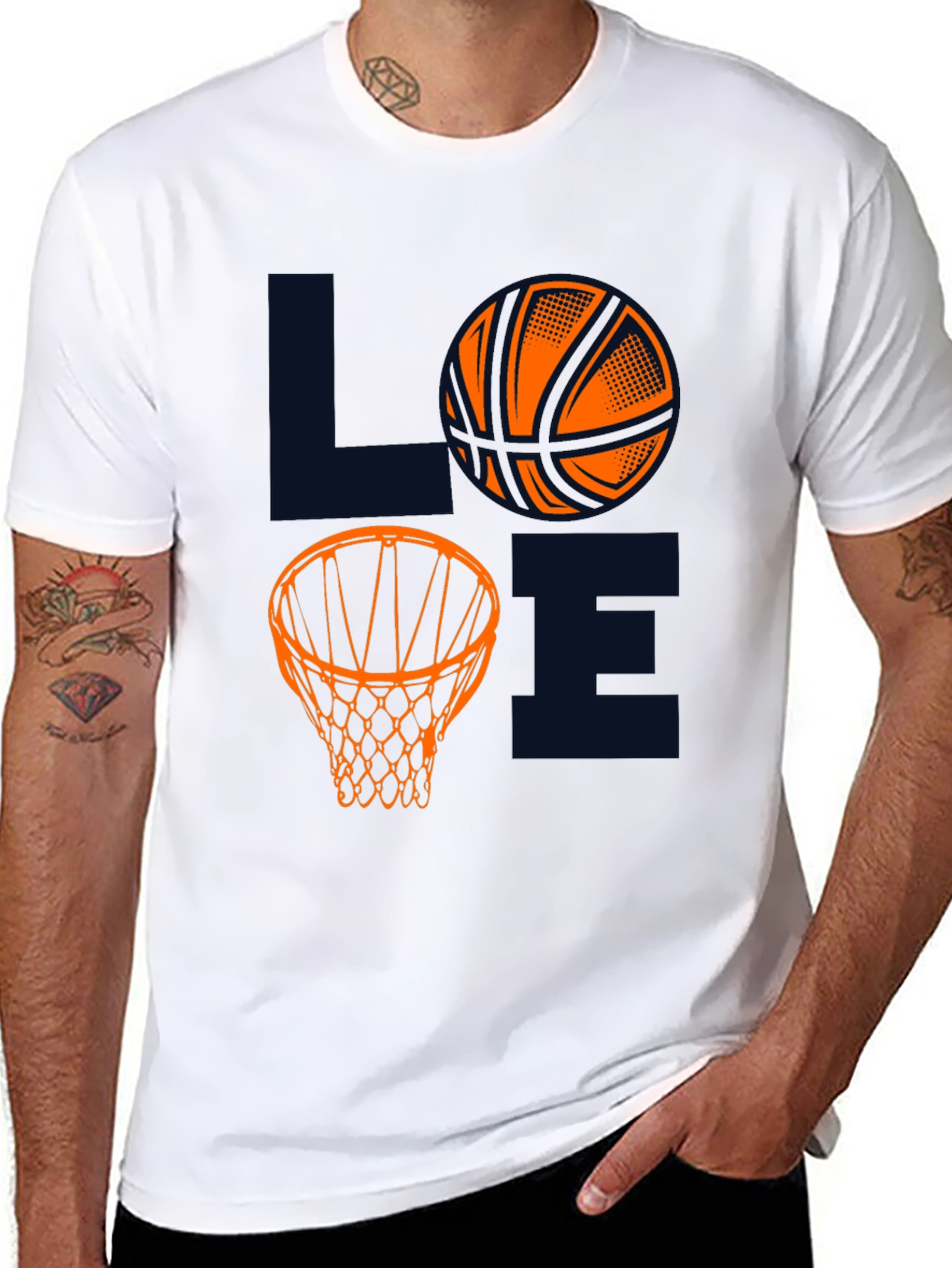 Basketball LOVE Graphic Tee - Black Cotton Blend