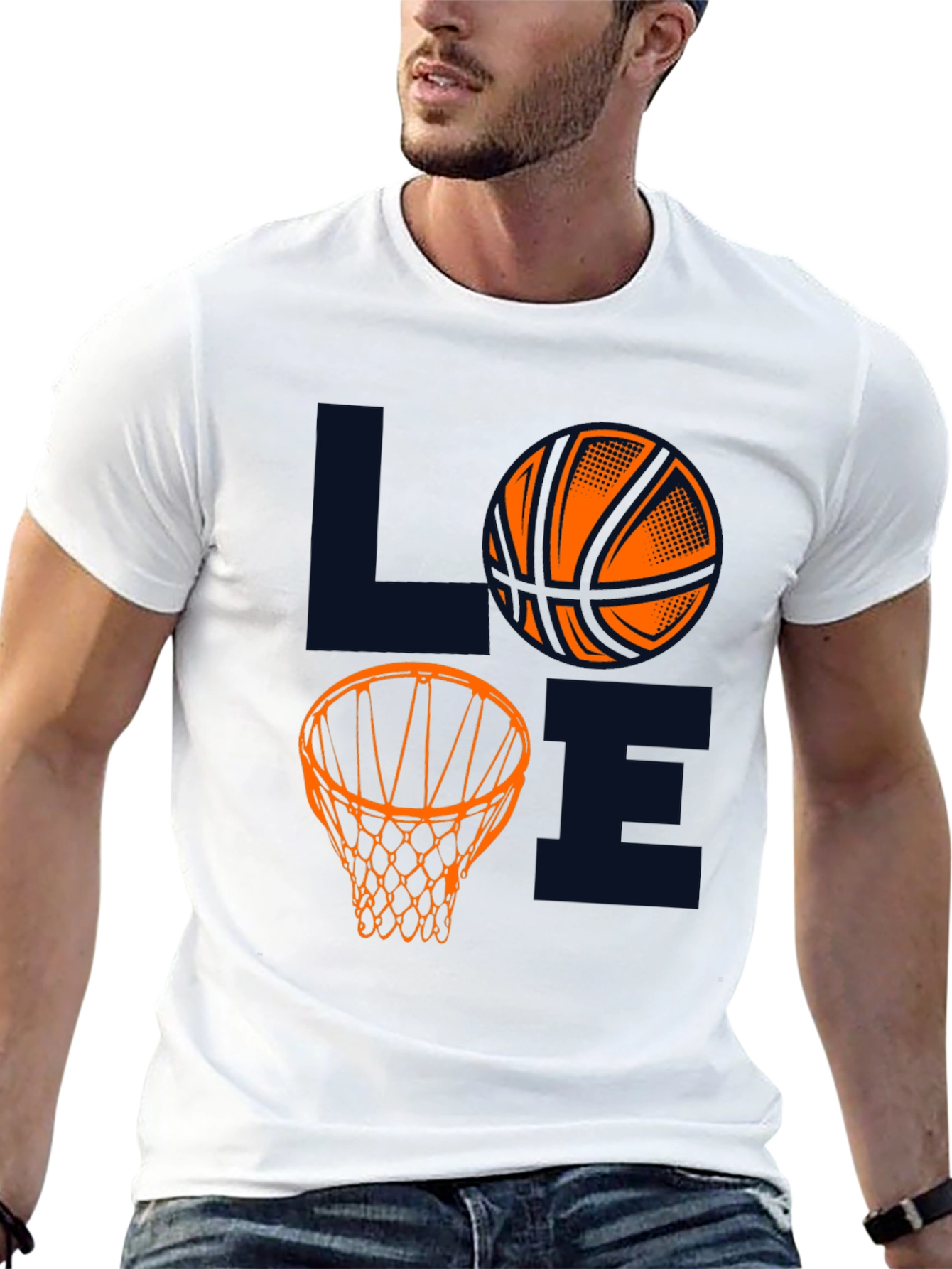 Basketball LOVE Graphic Tee - Black Cotton Blend