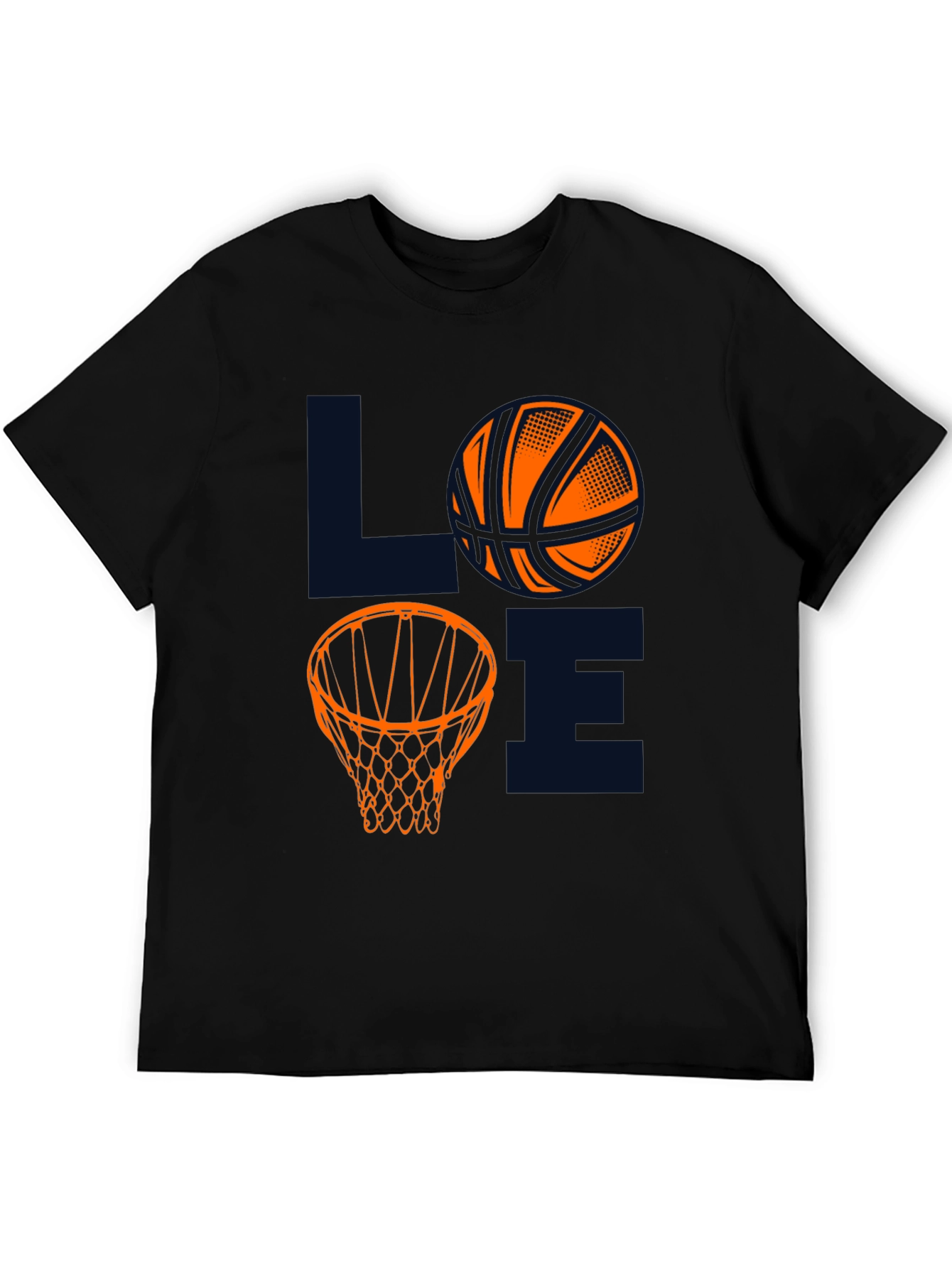 Basketball LOVE Graphic Tee - Black Cotton Blend