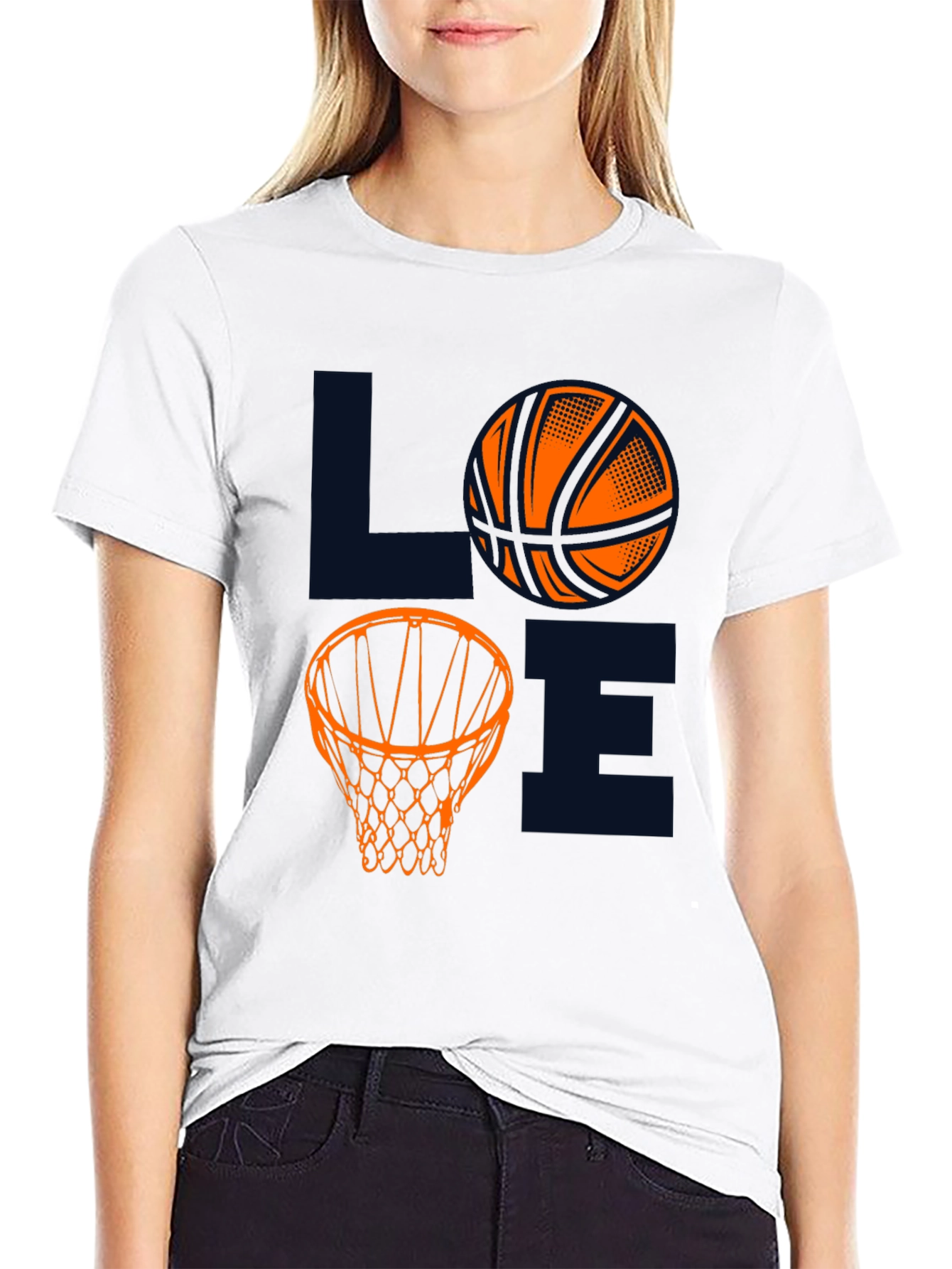Basketball LOVE Graphic Tee - Black Cotton Blend