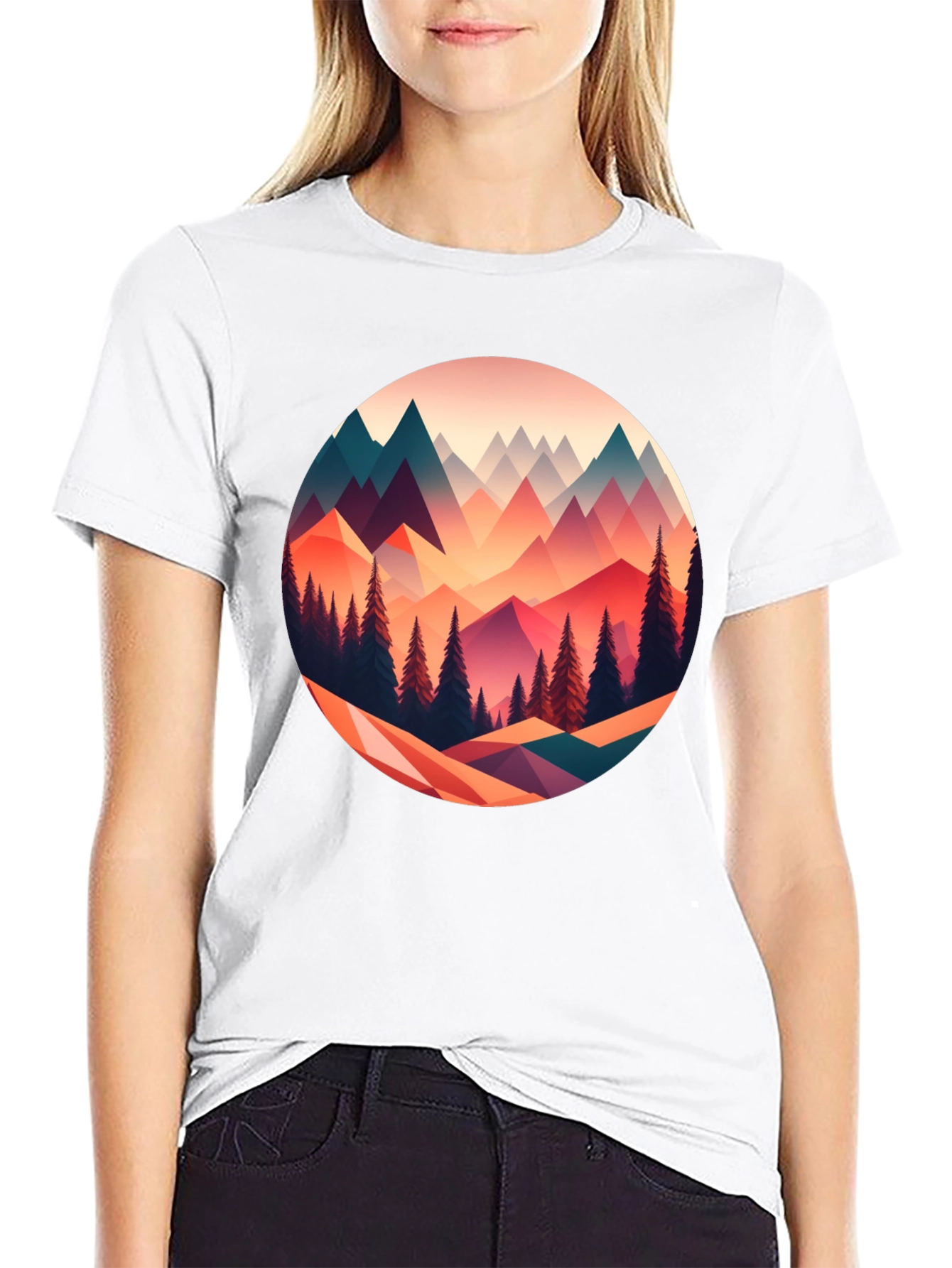 Geometric Mountain Scene Graphic Tee
