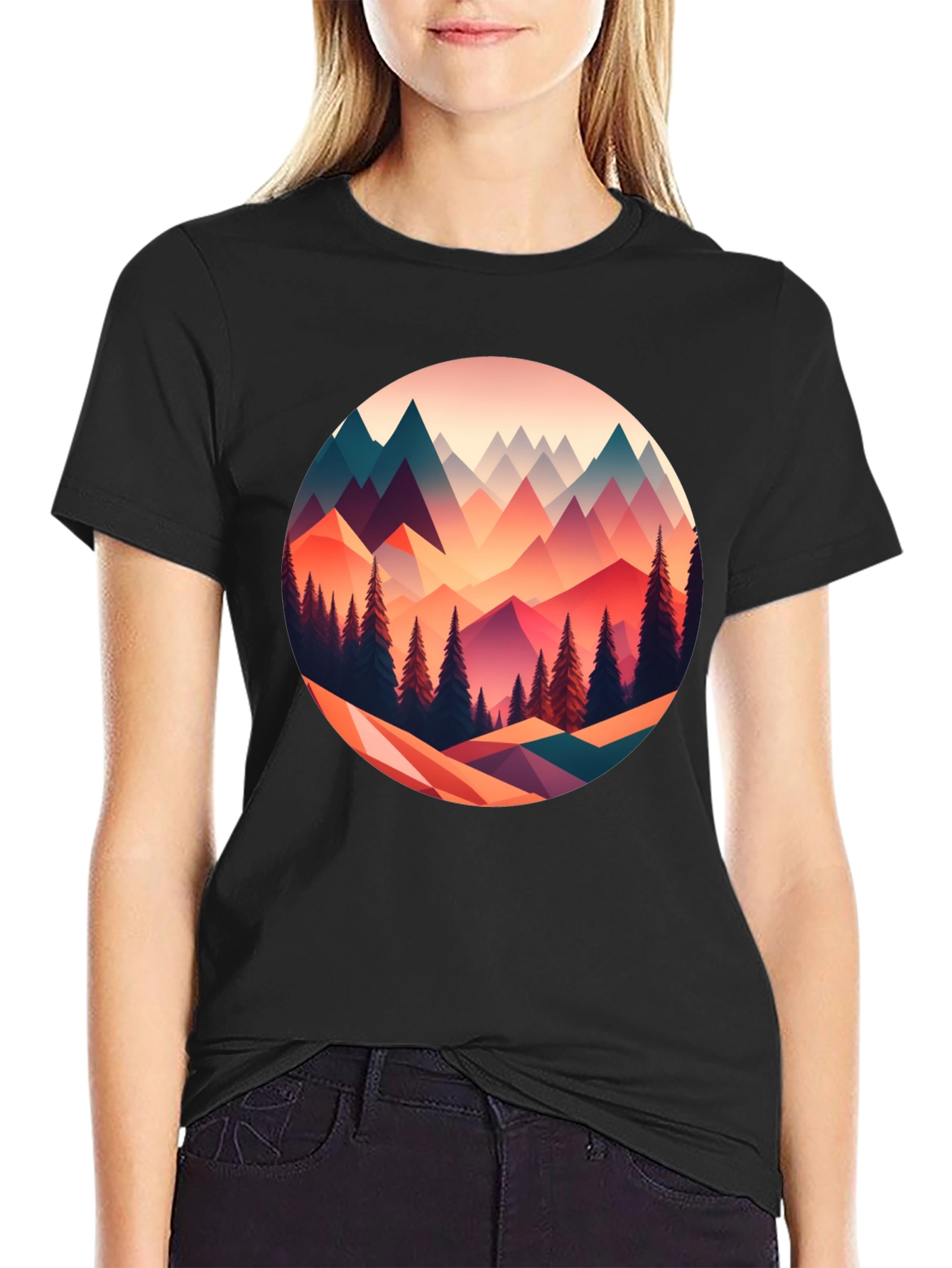 Geometric Mountain Scene Graphic Tee