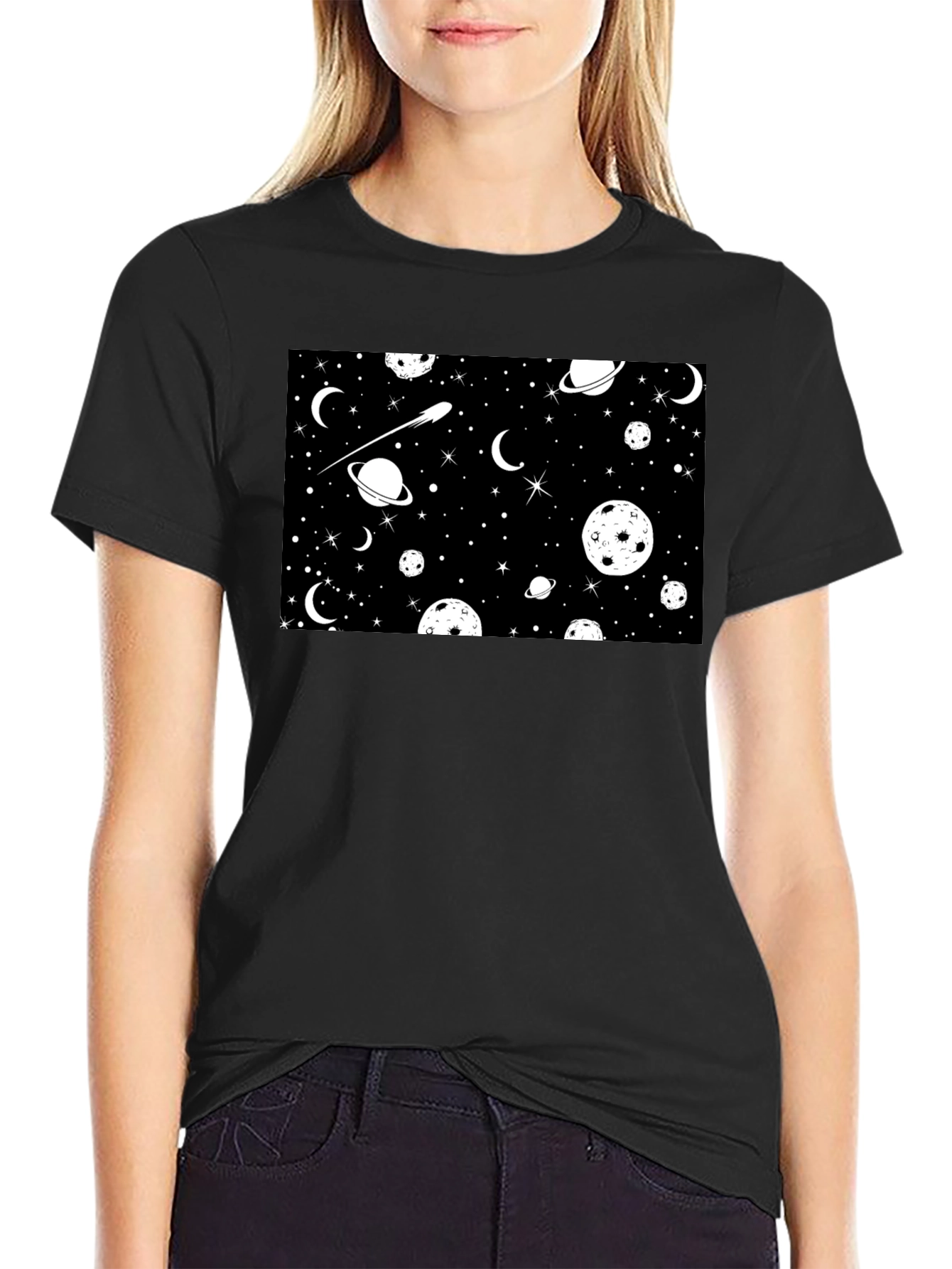 Galaxy Print Black T-Shirt