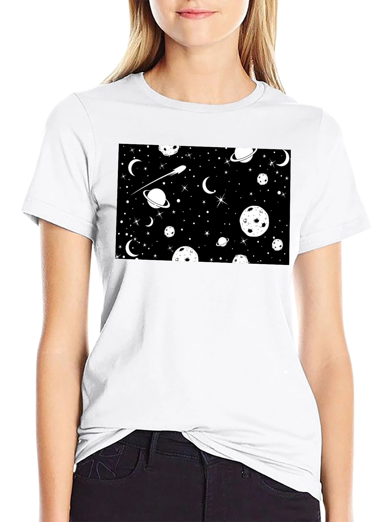 Galaxy Print Black T-Shirt