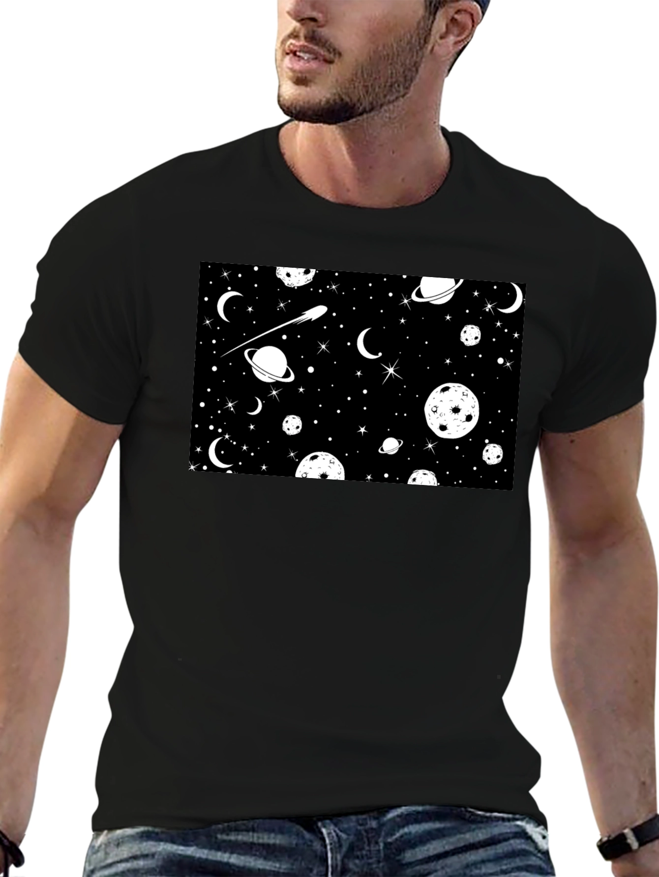 Galaxy Print Black T-Shirt