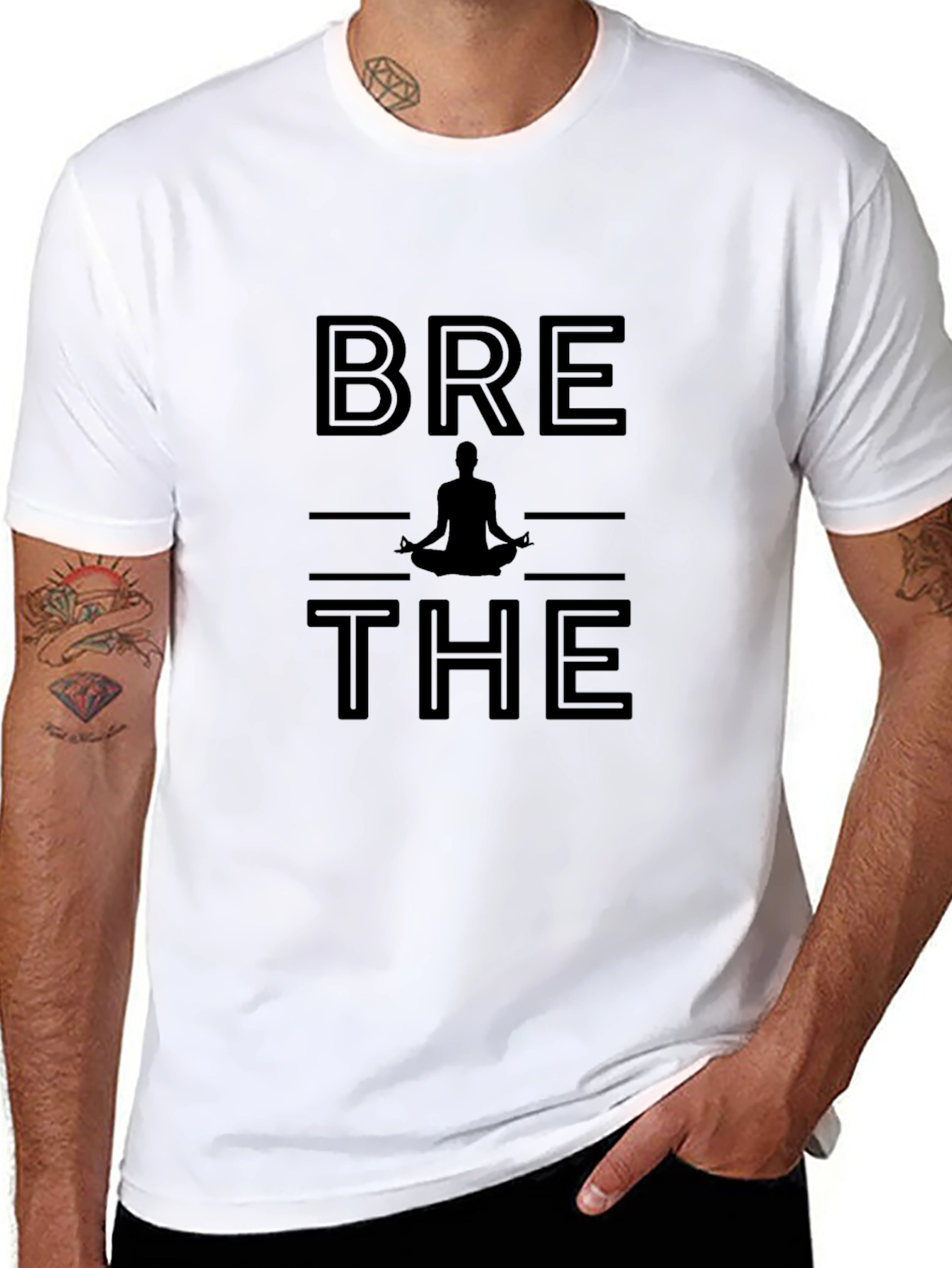 Breathe Yoga Graphic Tee - Black Relaxed Fit T-Shirt