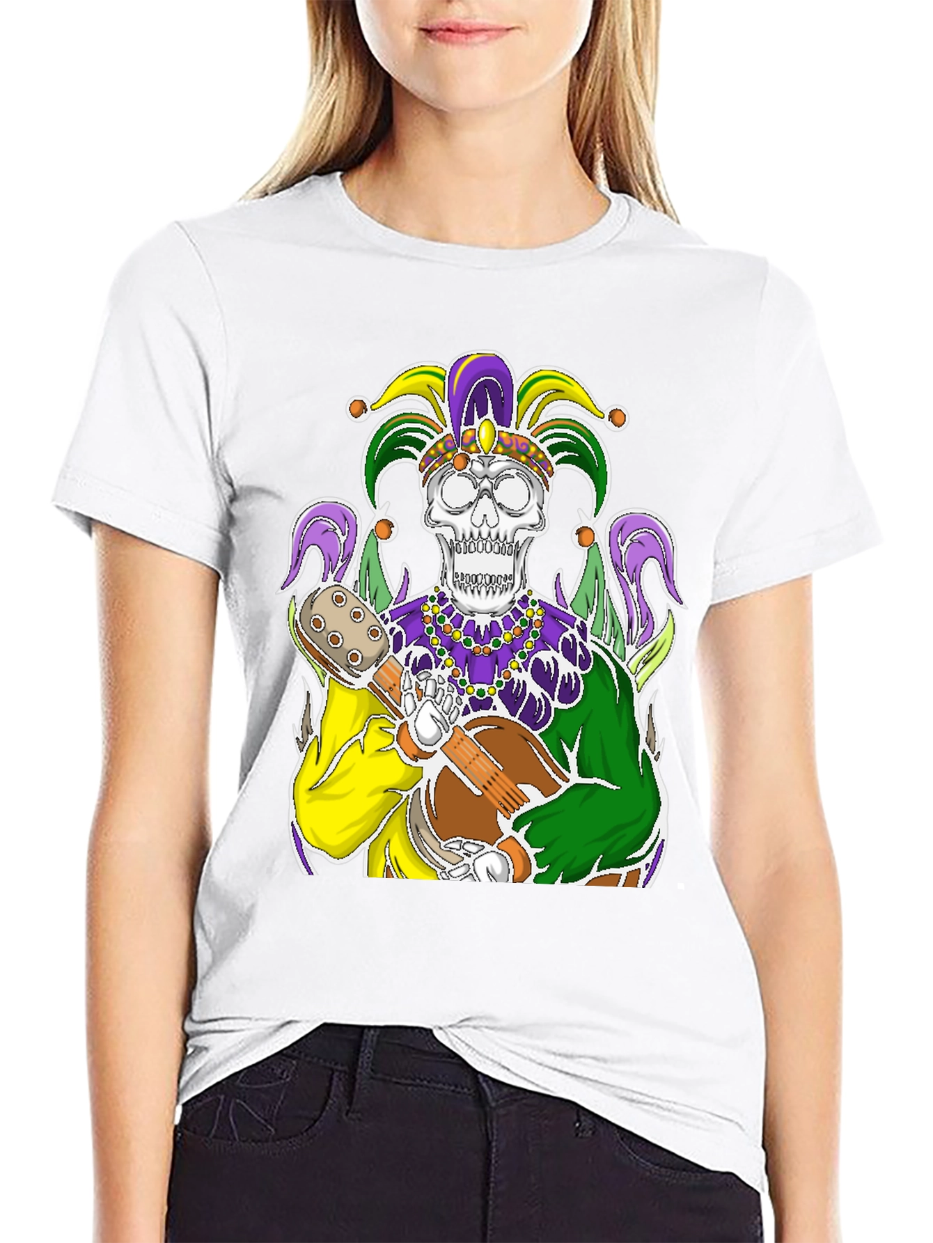 Mardi Gras Jester Skull Graphic Tee