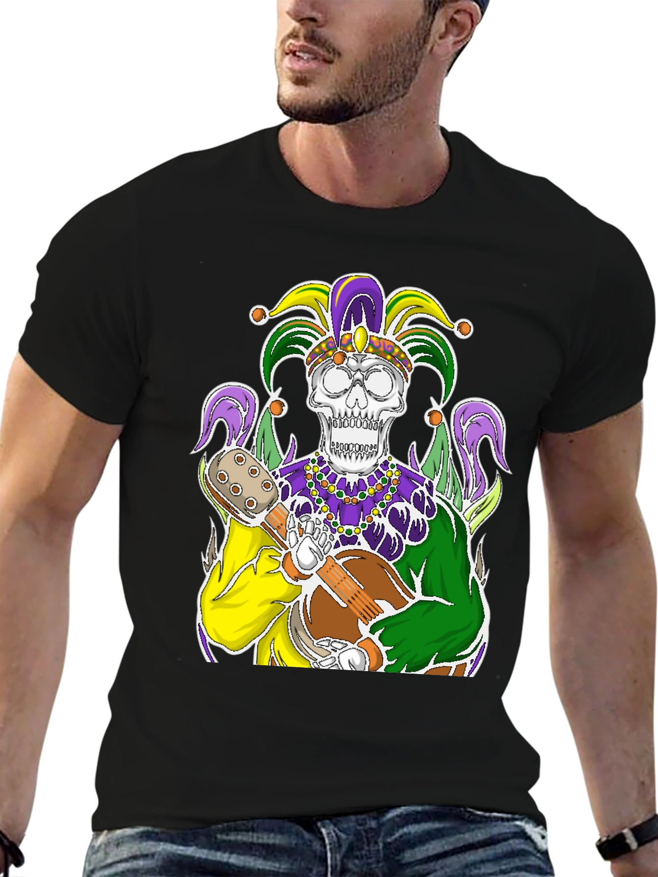 Mardi Gras Jester Skull Graphic Tee