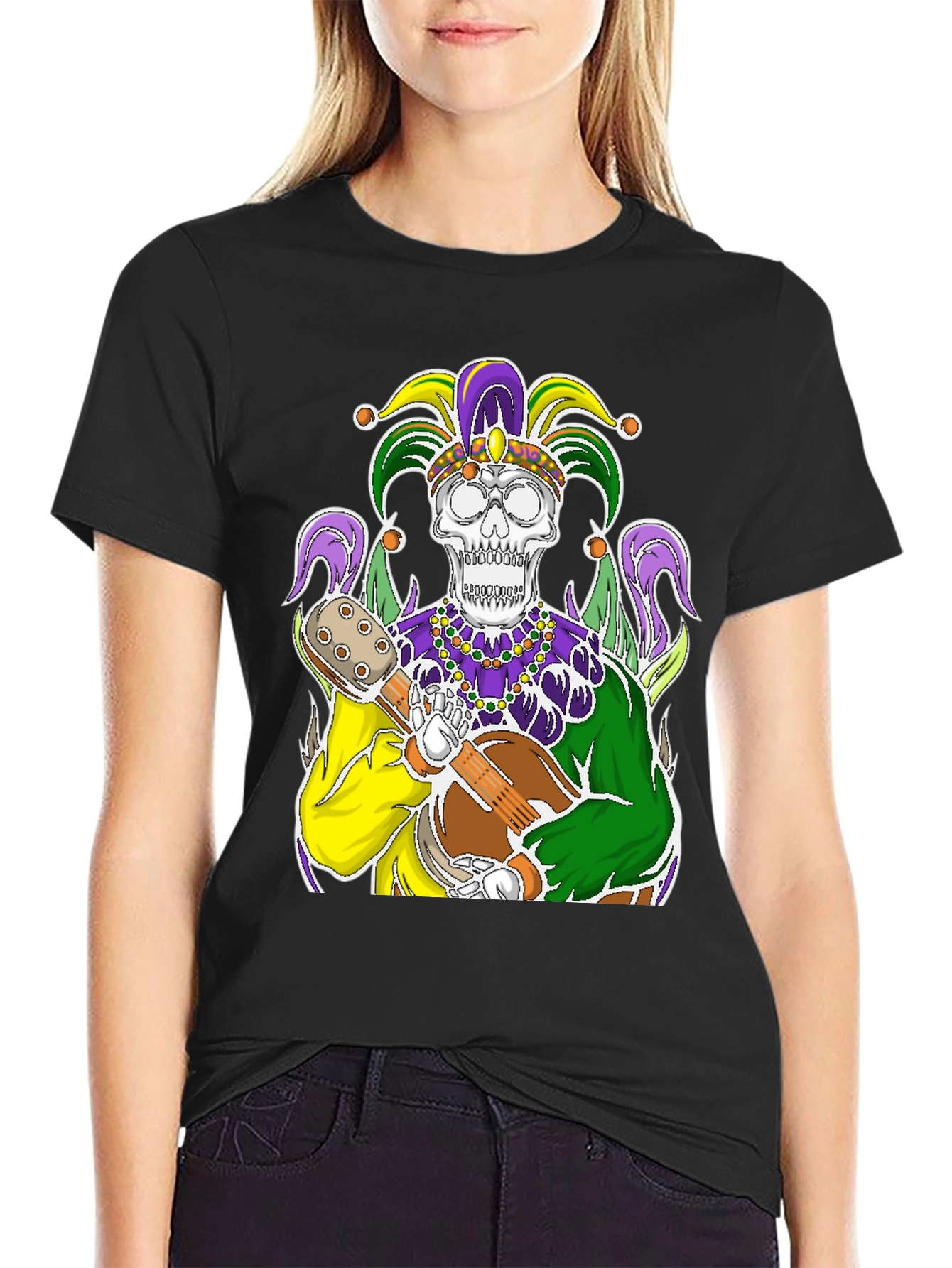 Mardi Gras Jester Skull Graphic Tee