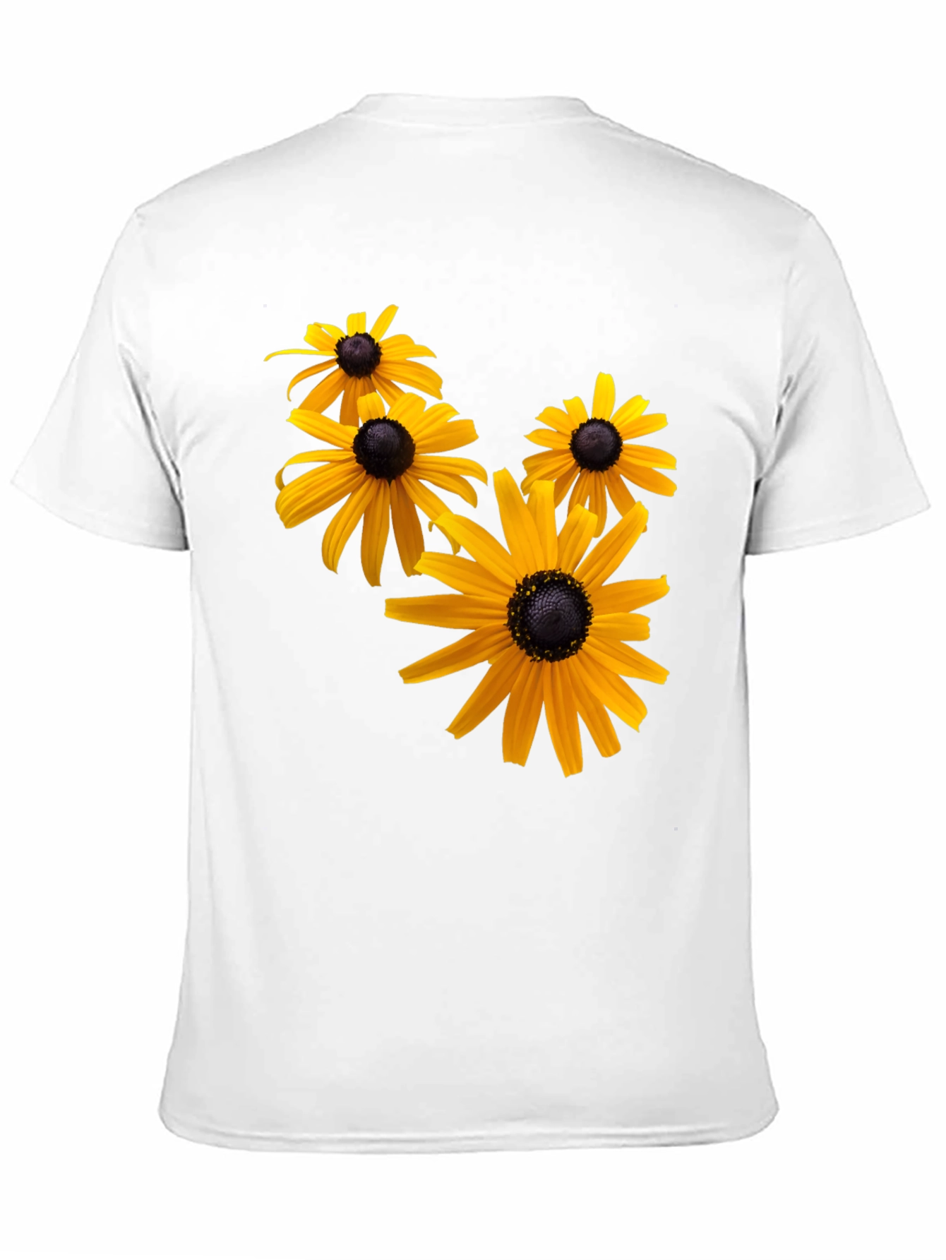 Black T-Shirt with Yellow Flower Print