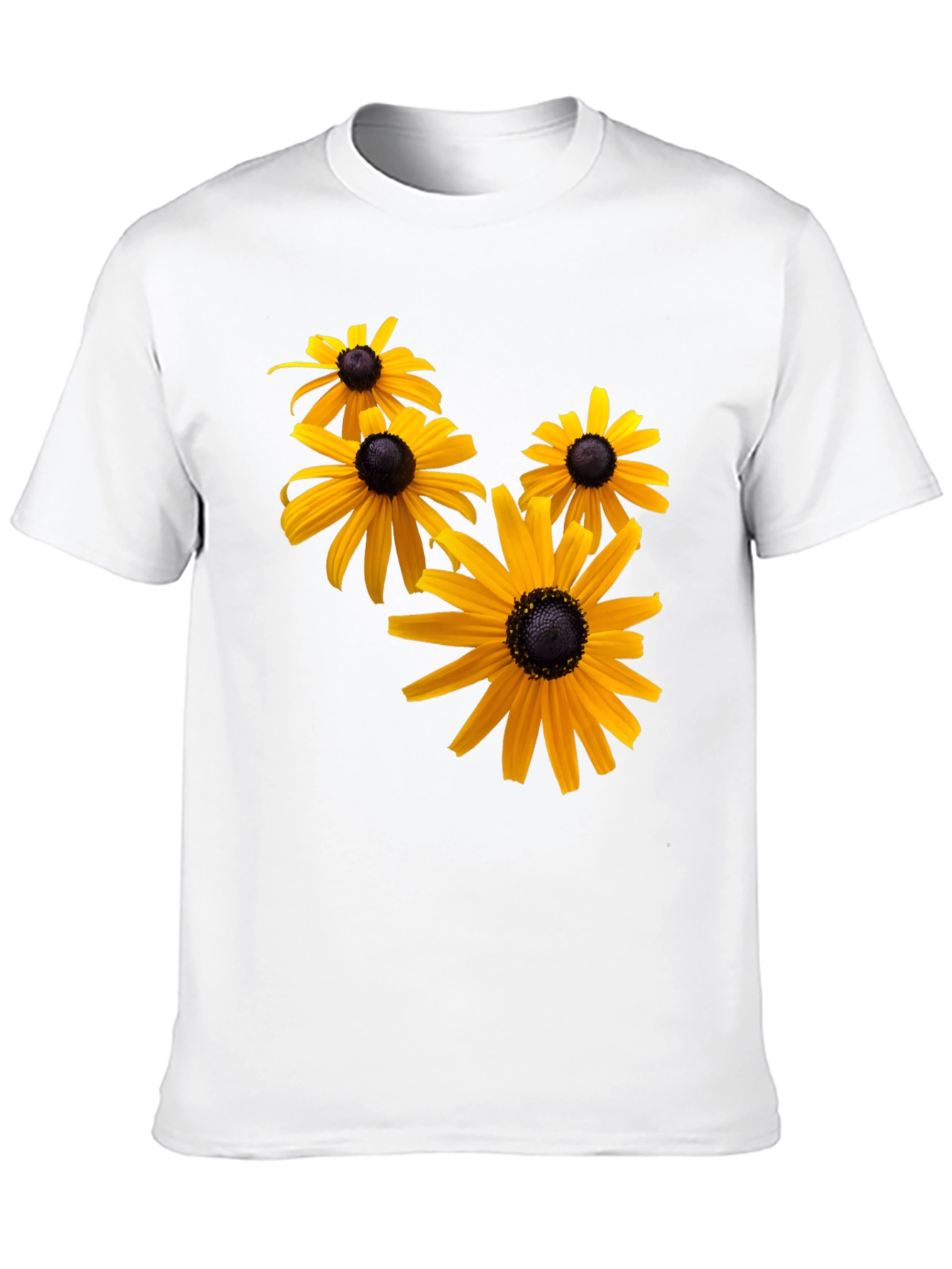 Black T-Shirt with Yellow Flower Print