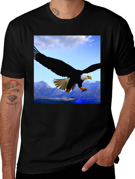 Eagle Graphic Print Black T-Shirt