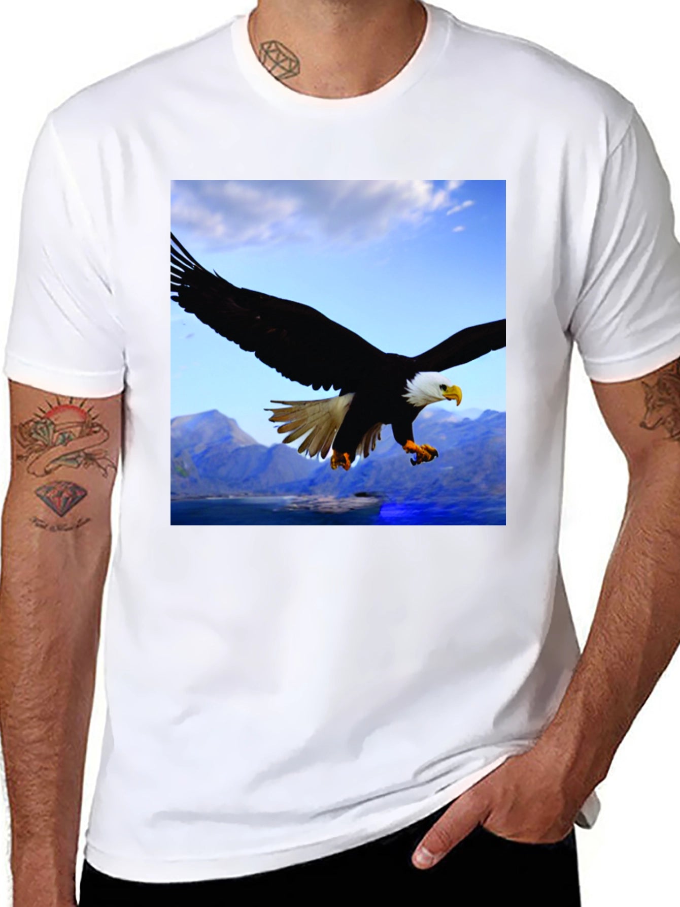 Eagle Graphic Print Black T-Shirt