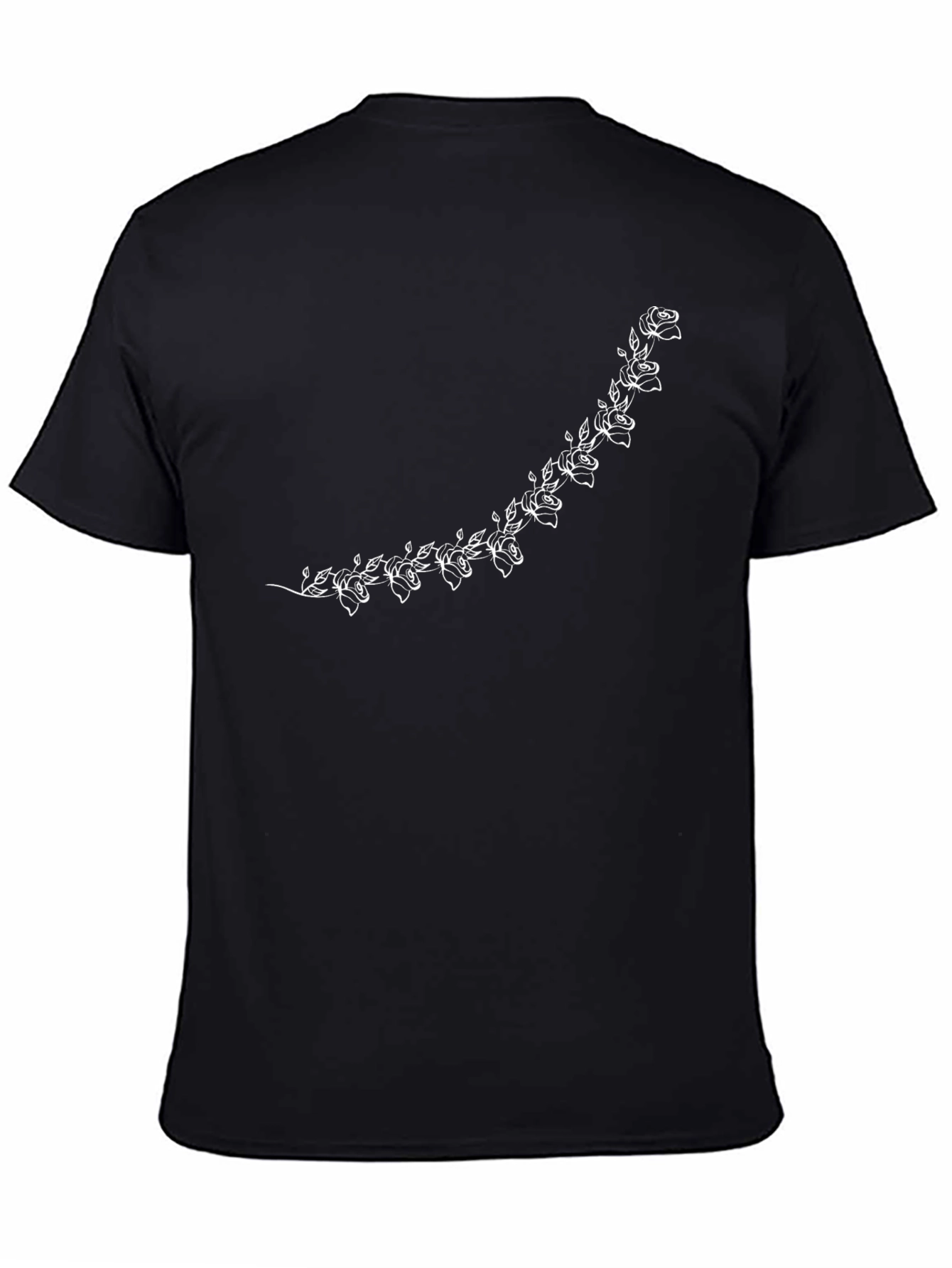 Floral Vine Graphic Black T-Shirt