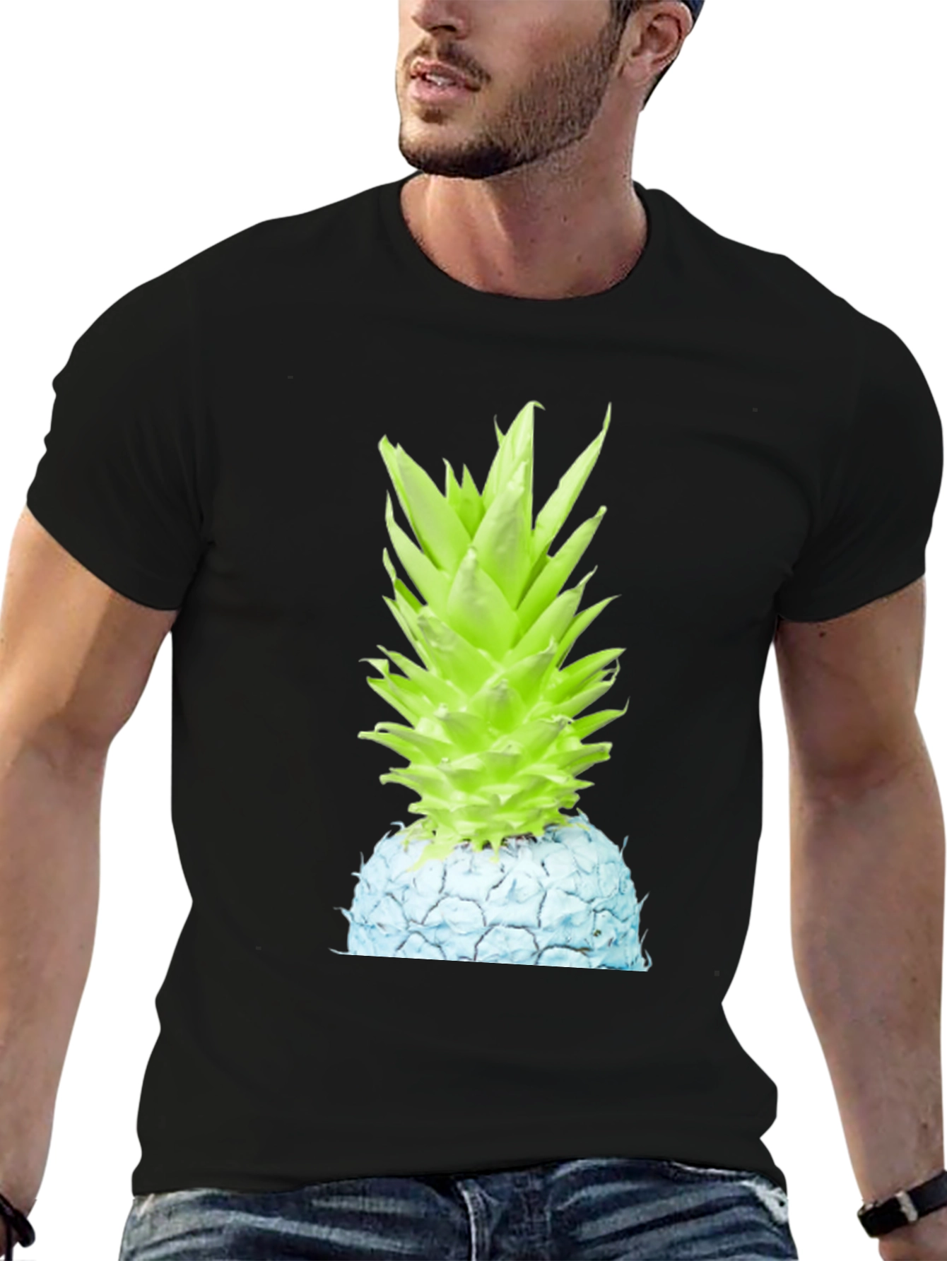 Neon Pineapple Graphic Tee - Unisex Black T-Shirt