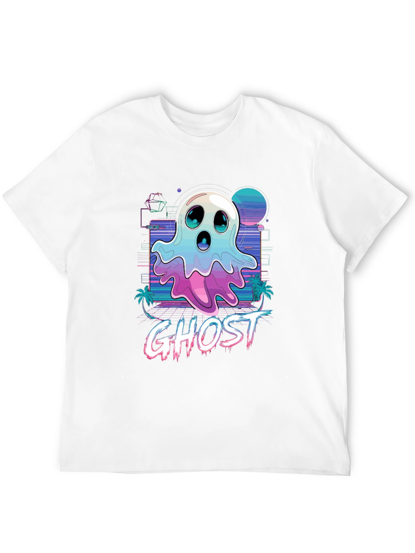 Retro Wave Ghost T-Shirt - Spooky Aesthetic Tee
